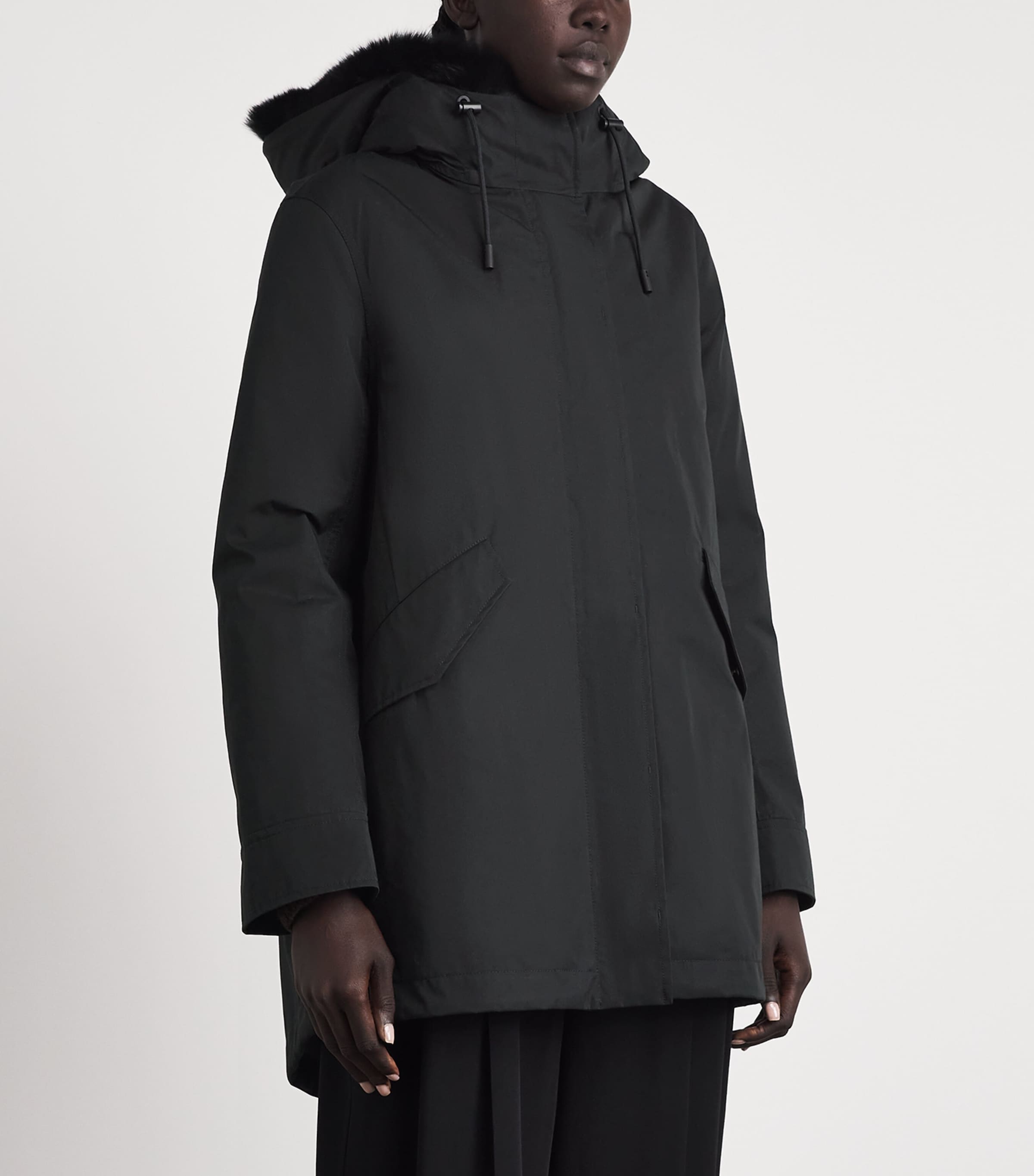 Yves Salomon Womens Down Fur-Trim Technical Parka Coat Image 4