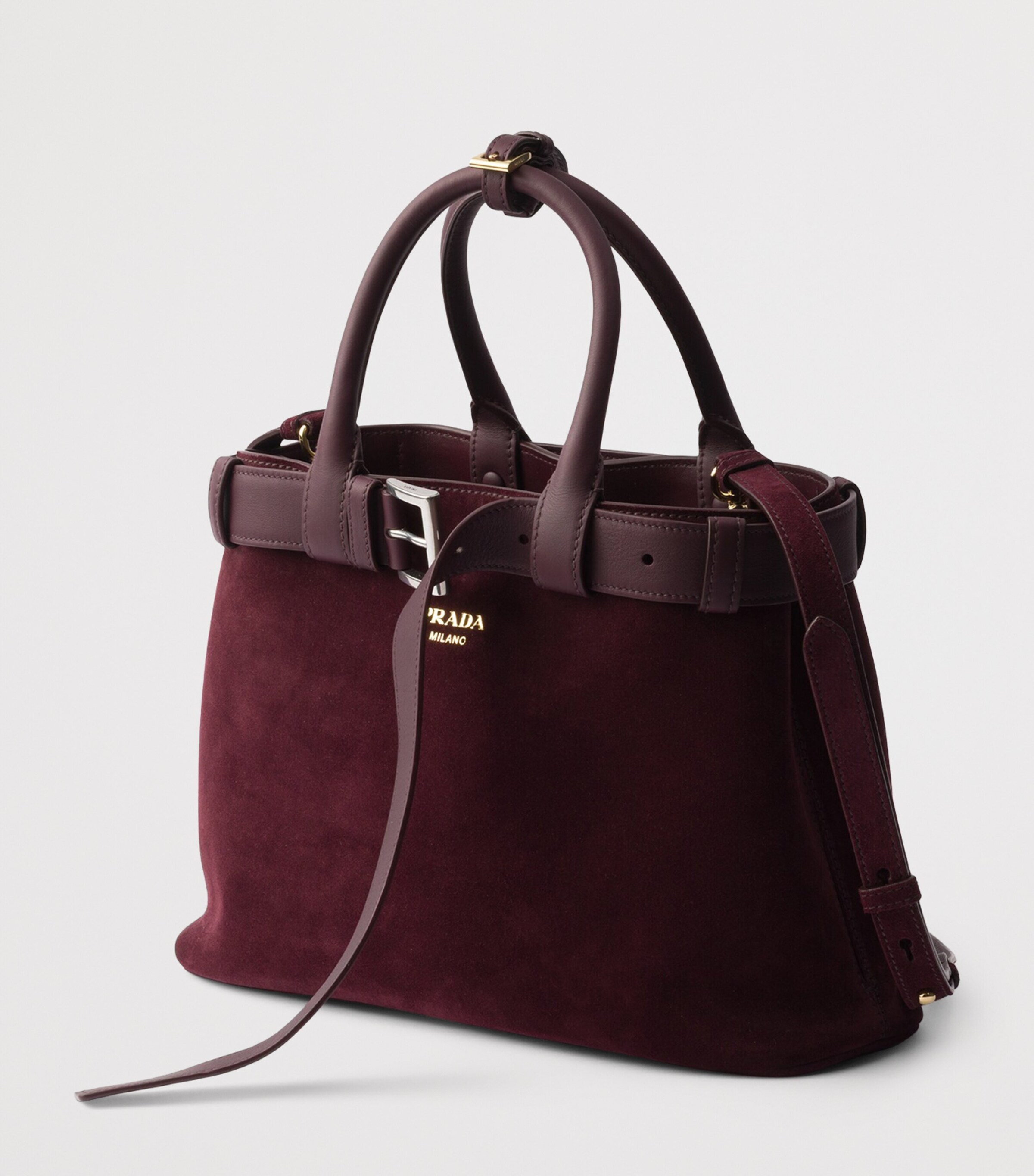 Prada Medium Suede Buckle Tote Bag Image 2