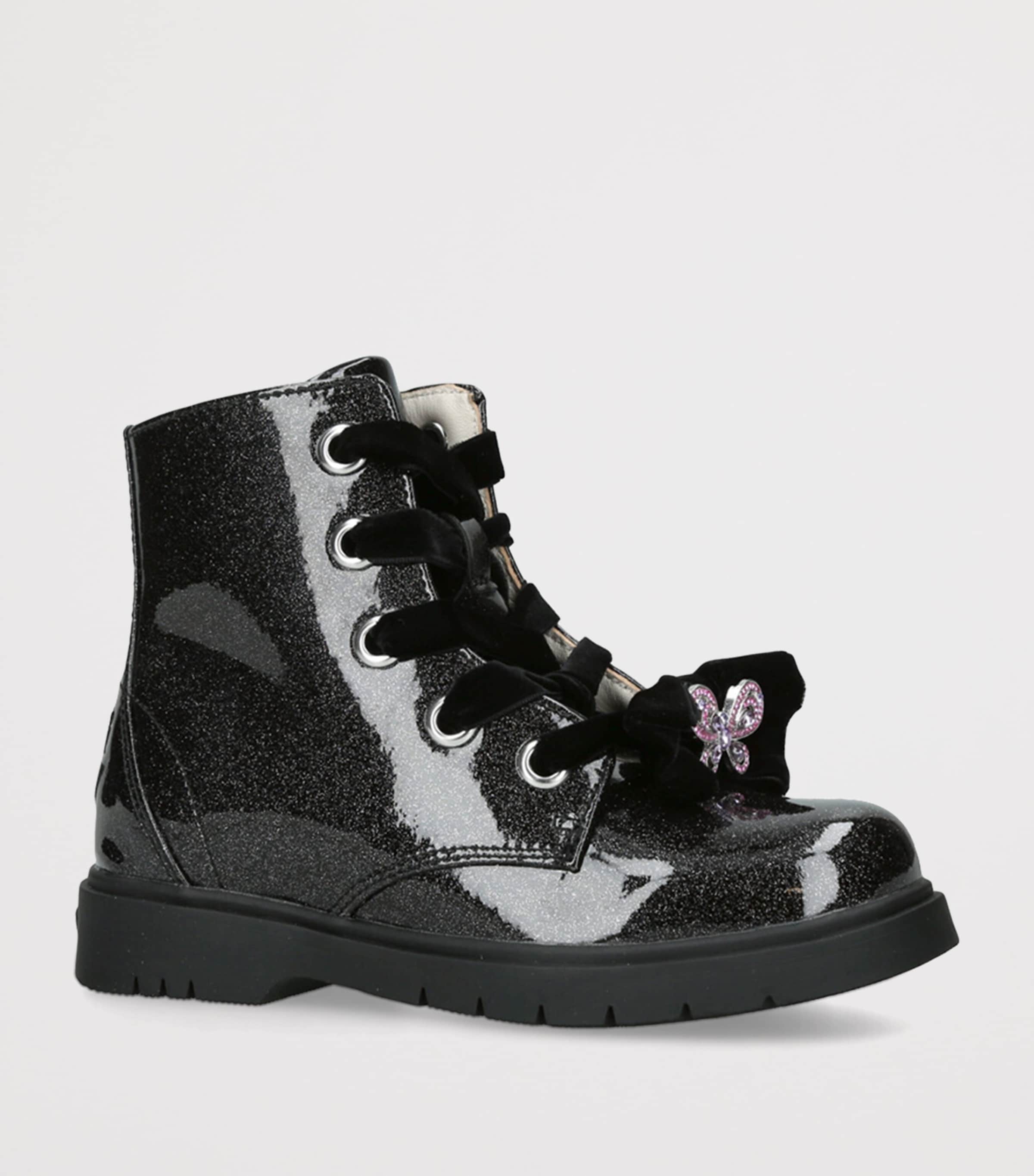 Fior di Fiocco Lace-Up Boots BLACK Image 3