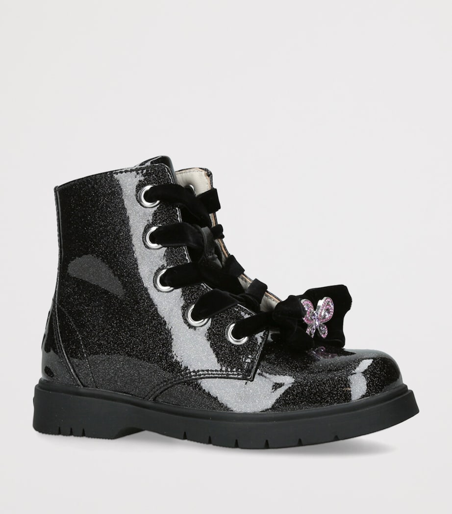 Fior di Fiocco Lace-Up Boots BLACK Image 3