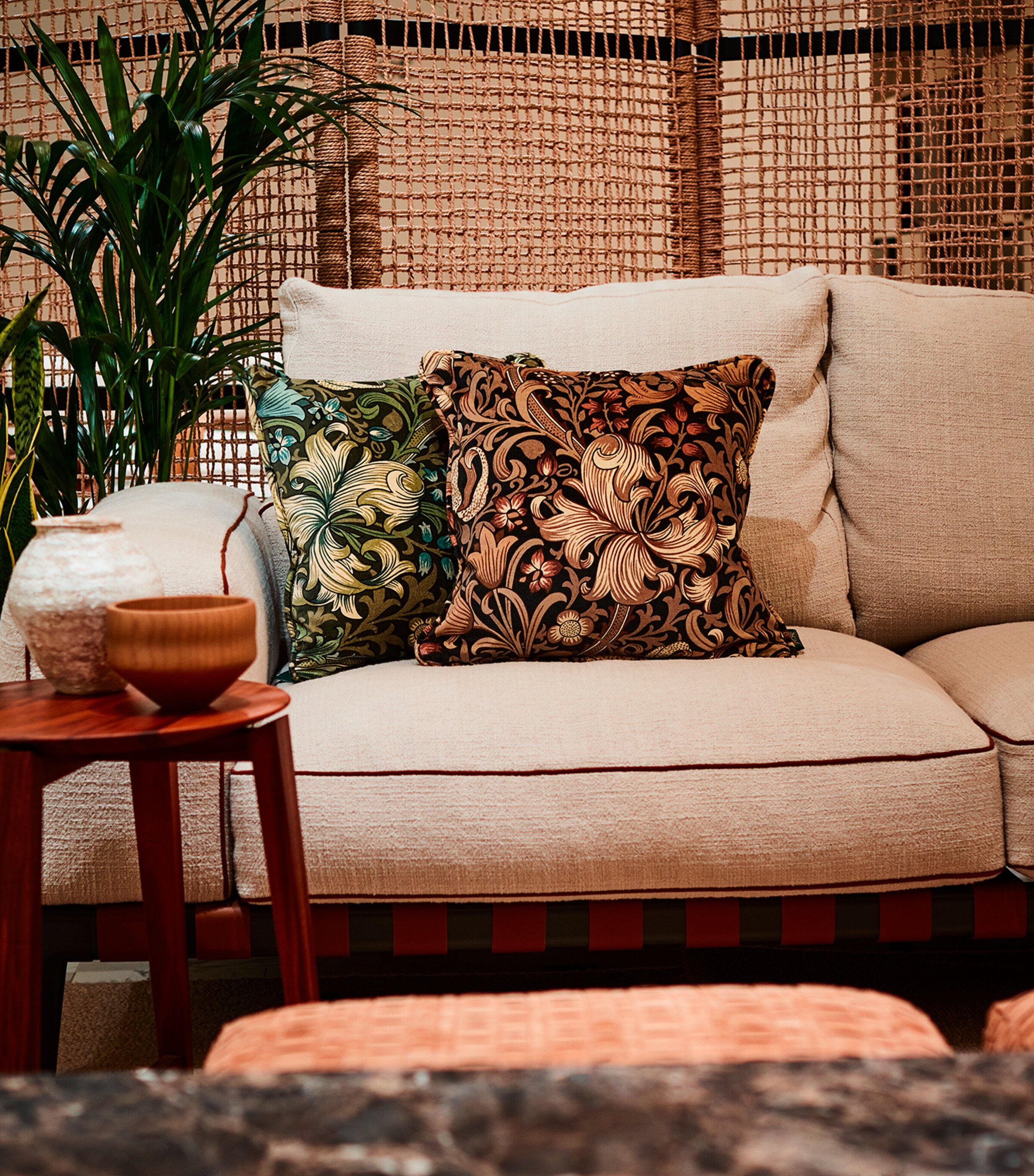 Velvet Golden Lily Cushion (40cm x 40cm) BLACK Image 2