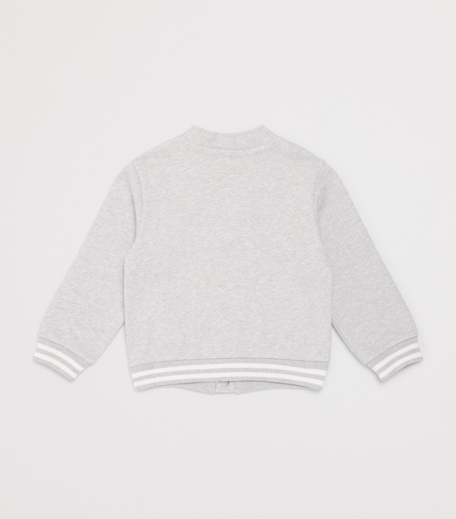 Eleventy Kids Cotton Logo Bomber Jacket (4 Years) Gri Mel/avorio Image 2