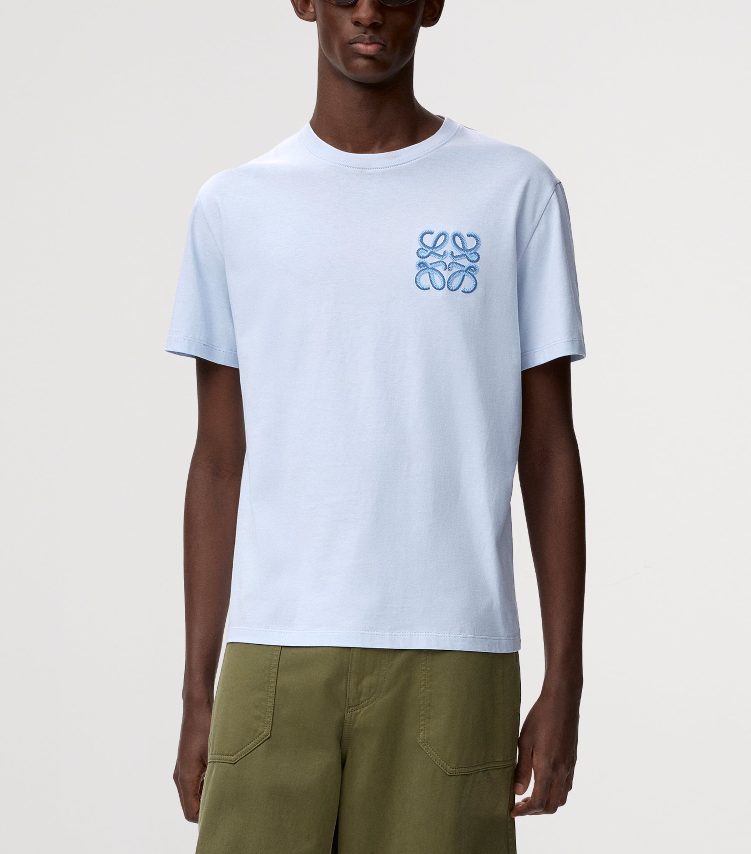LOEWE Mens x Paula's Ibiza Anagram Relaxed T-Shirt Light Blue Image 3