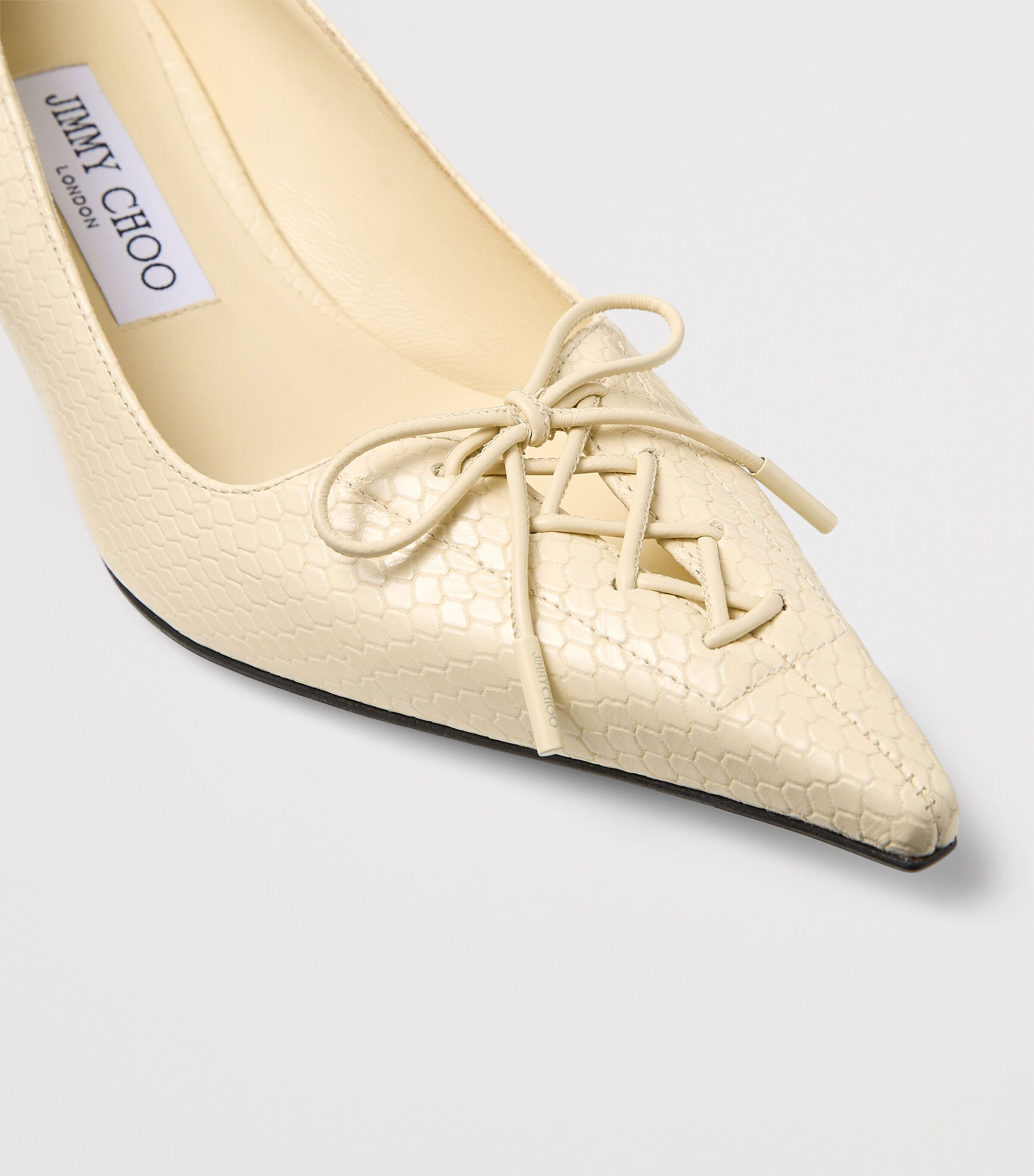 Jimmy Choo Scarlett 50 Leather Lace-Up Pumps Buttermilk Image 6