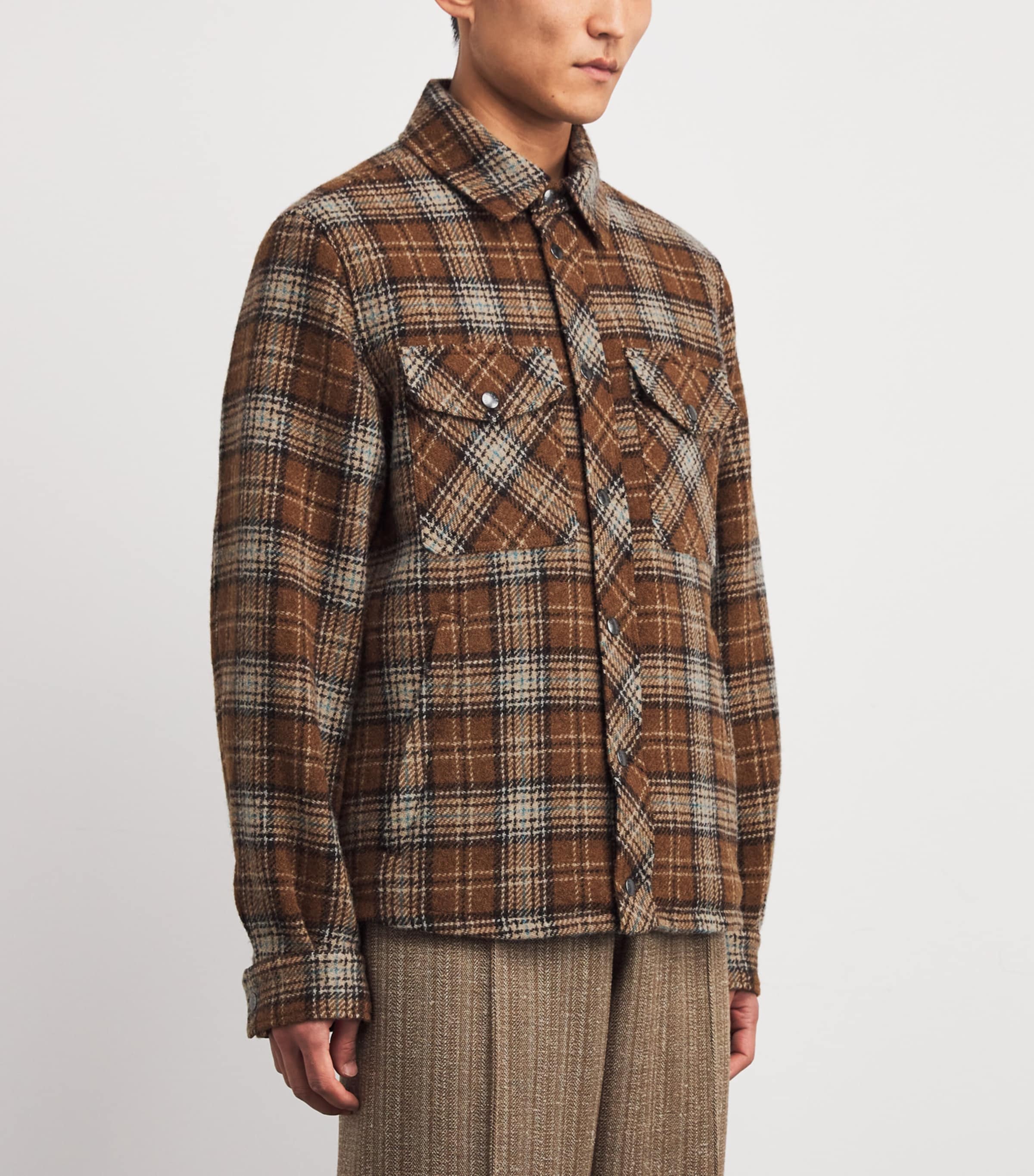 Virgin Wool Check Overshirt F22 Image 3