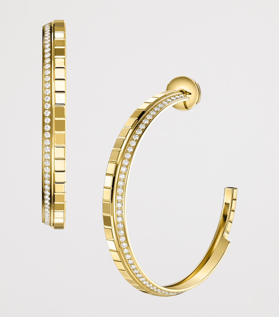 Large Yellow Gold and Diamond Ice Cube Hoop Earrings 18K YELLOW GOLD Image 2