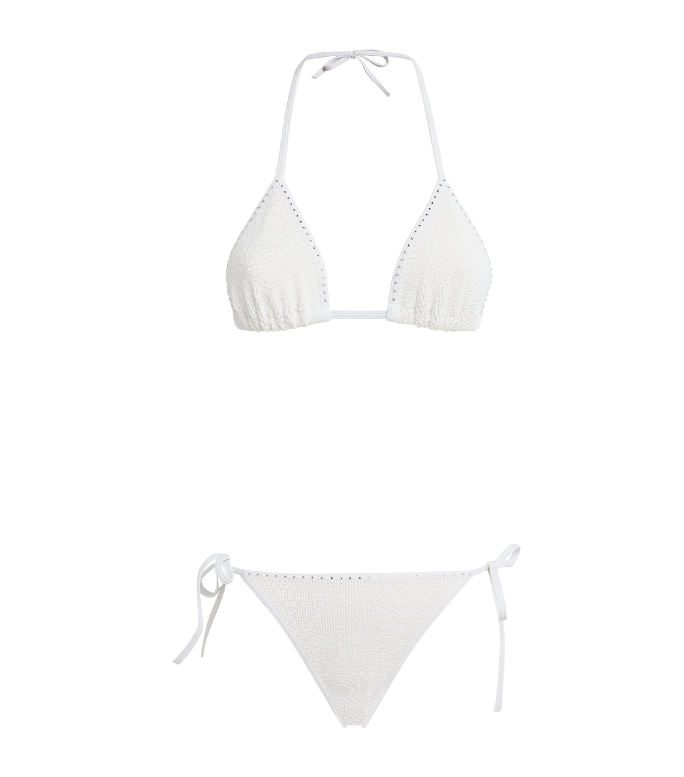 Hunza G Womens Swarovski Gina Triangle Bikini White Image 1