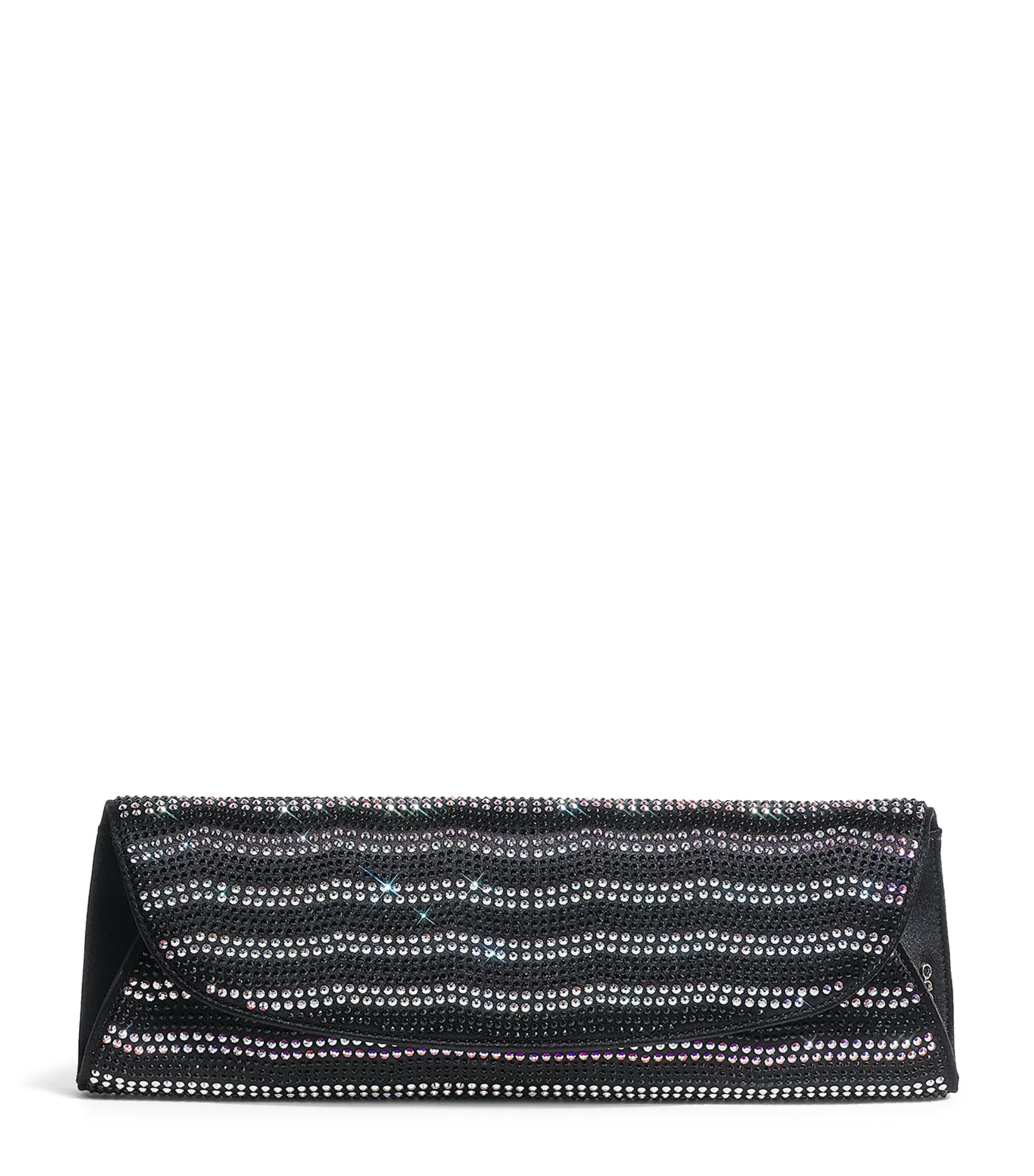 Satin Wave Embellished Clutch Bag 0900 BLACK SATIN Image 1