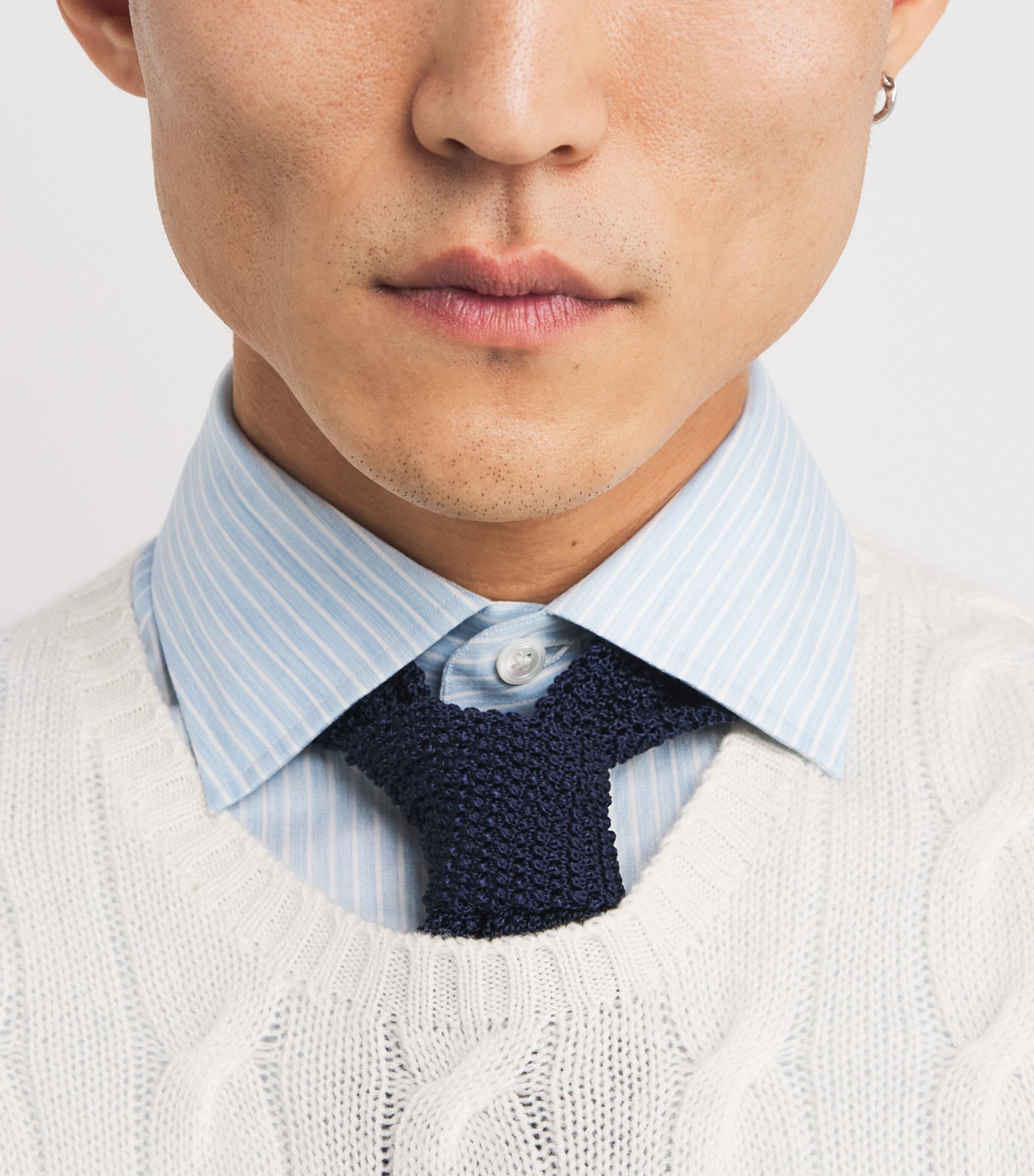 Silk Knitted Tie DARK NAVY Image 3