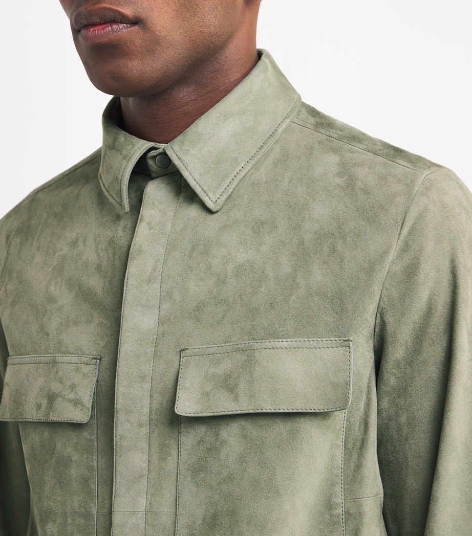 Agnona Mens Suede Overshirt Sage Image 6