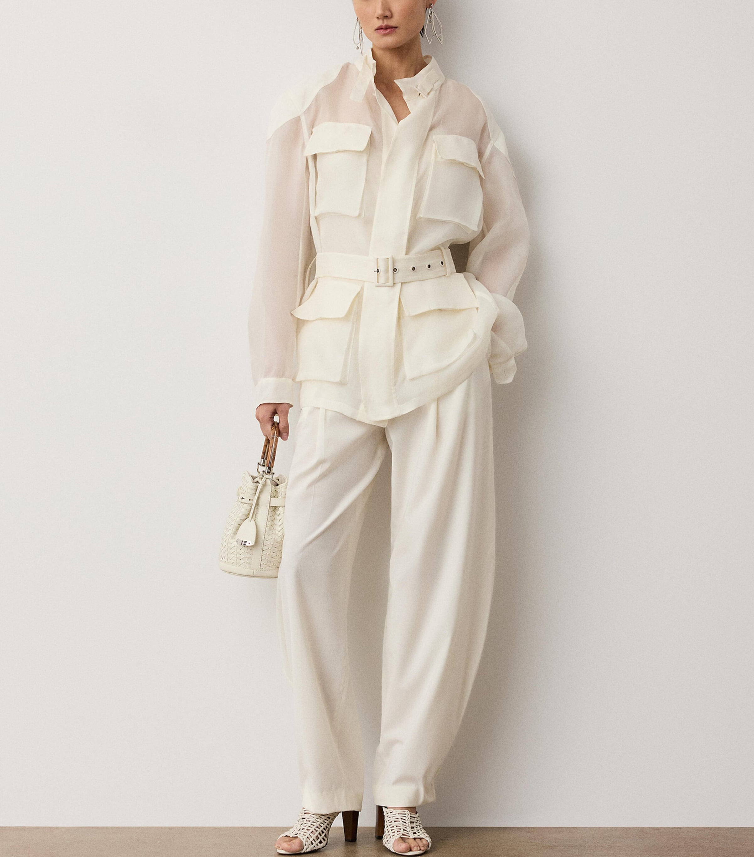 Ralph Lauren Collection Womens Silk Gazar Zaria Jacket Cream Image 3