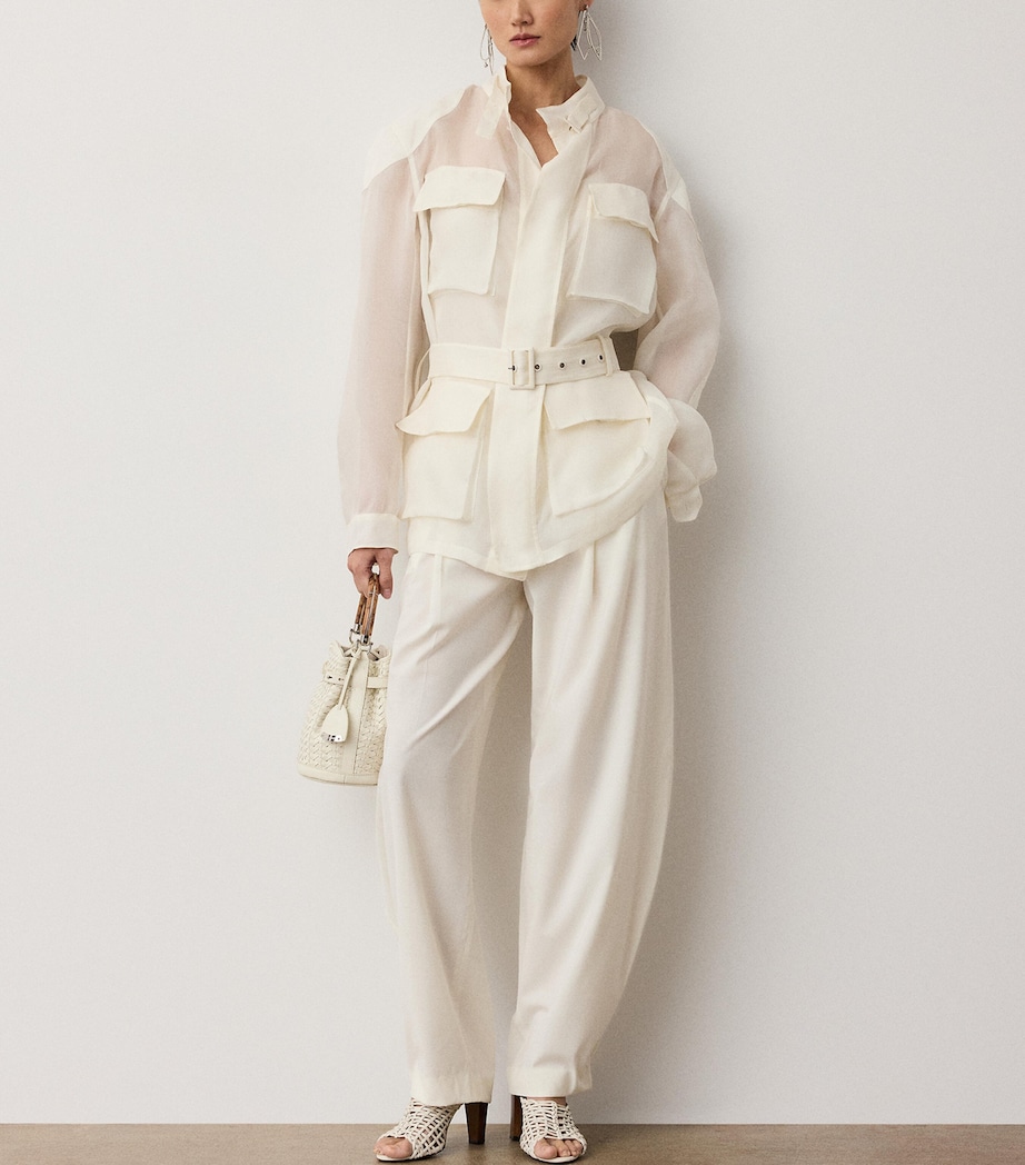 Ralph Lauren Collection Womens Silk Gazar Zaria Jacket Cream Image 3
