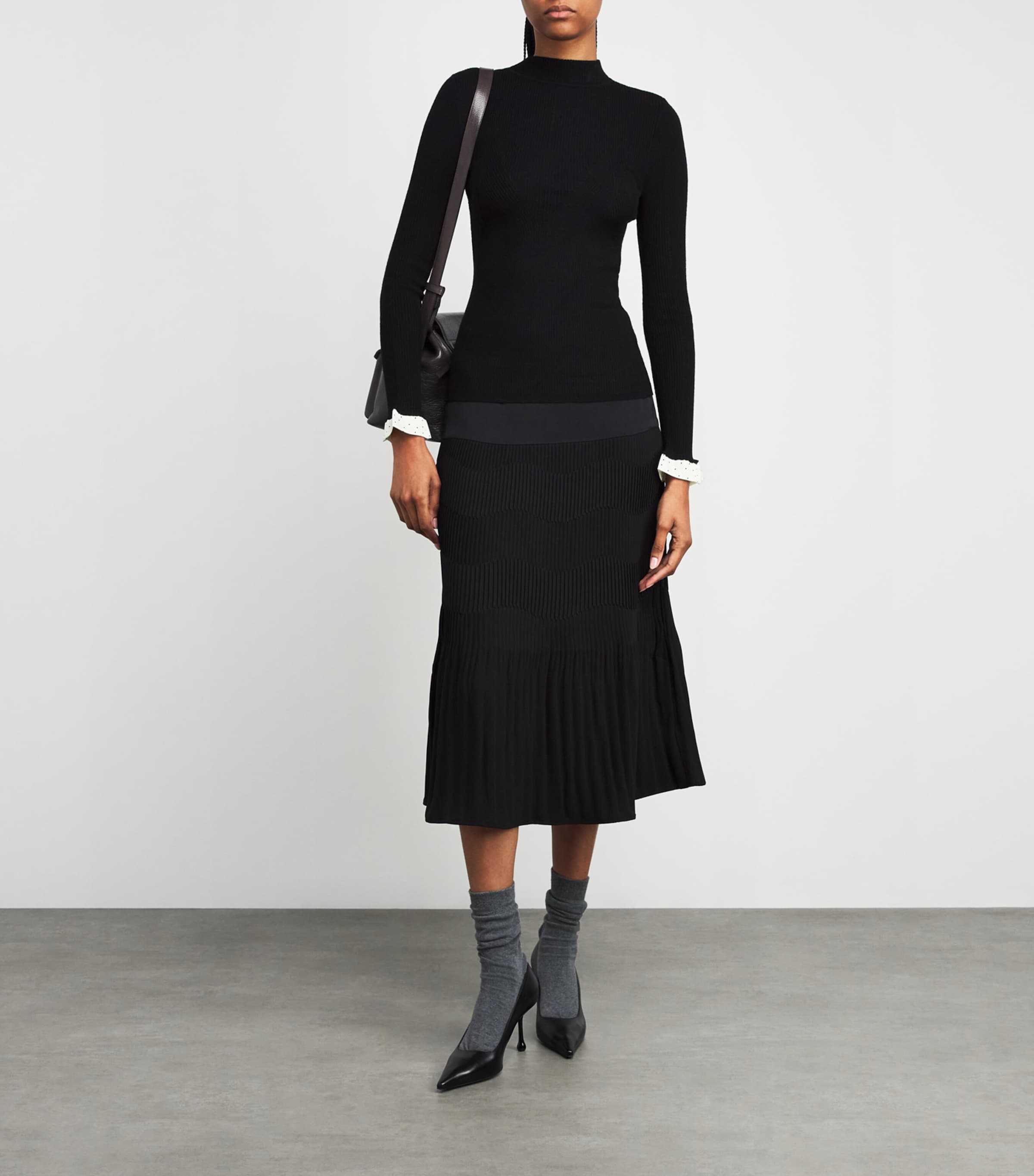 Pleated Midi Skirt BLACK Image 2