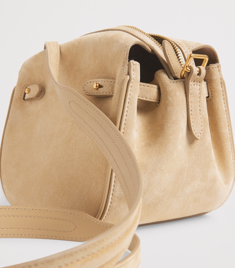 Polo Ralph Lauren Small Suede Polo ID Satchel Bag Cashew Image 5