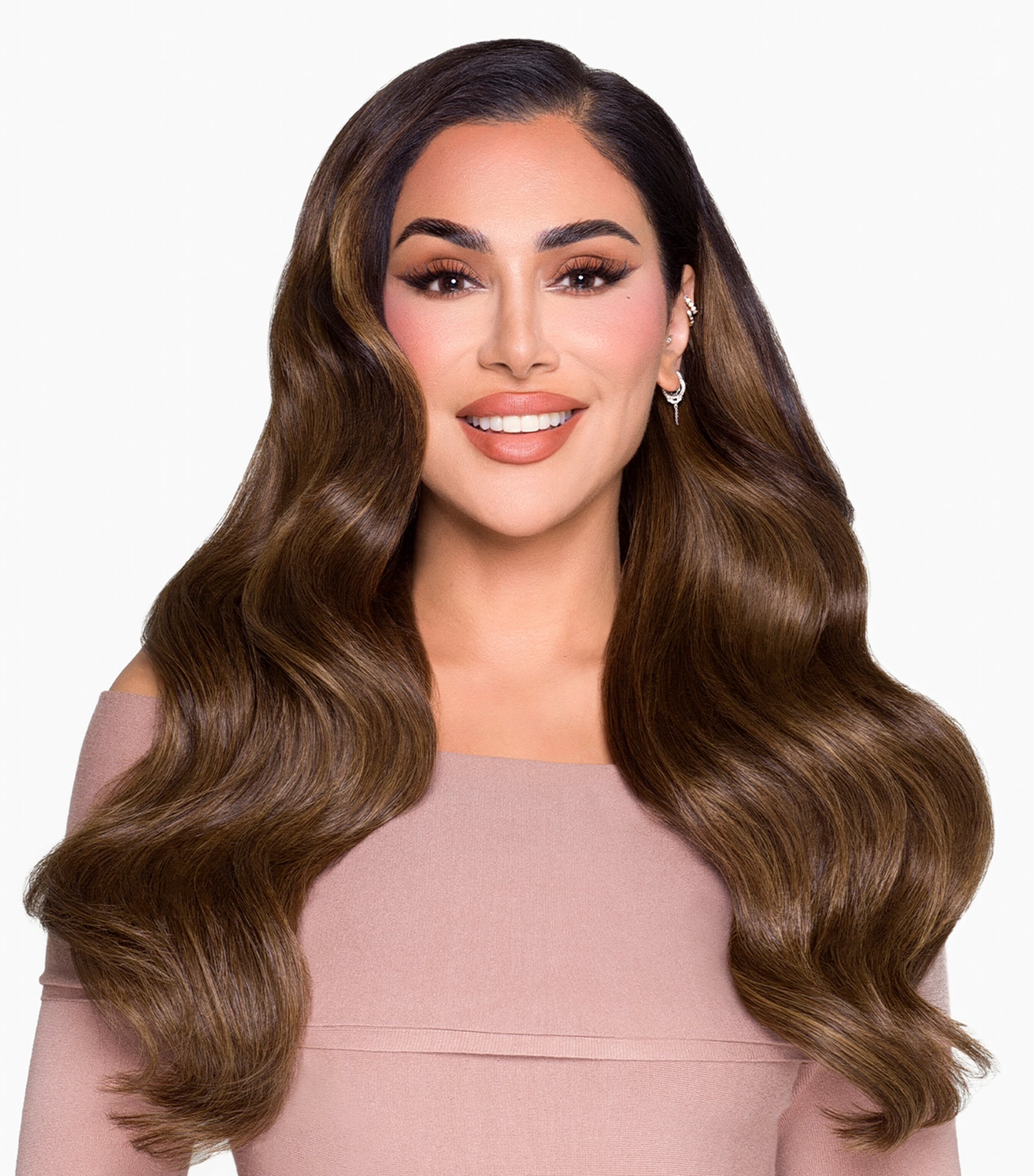 Beauty Works x Huda BARELY THERE Clip-In Hair Extensions Set (18") ARABIA DOLL Image 4