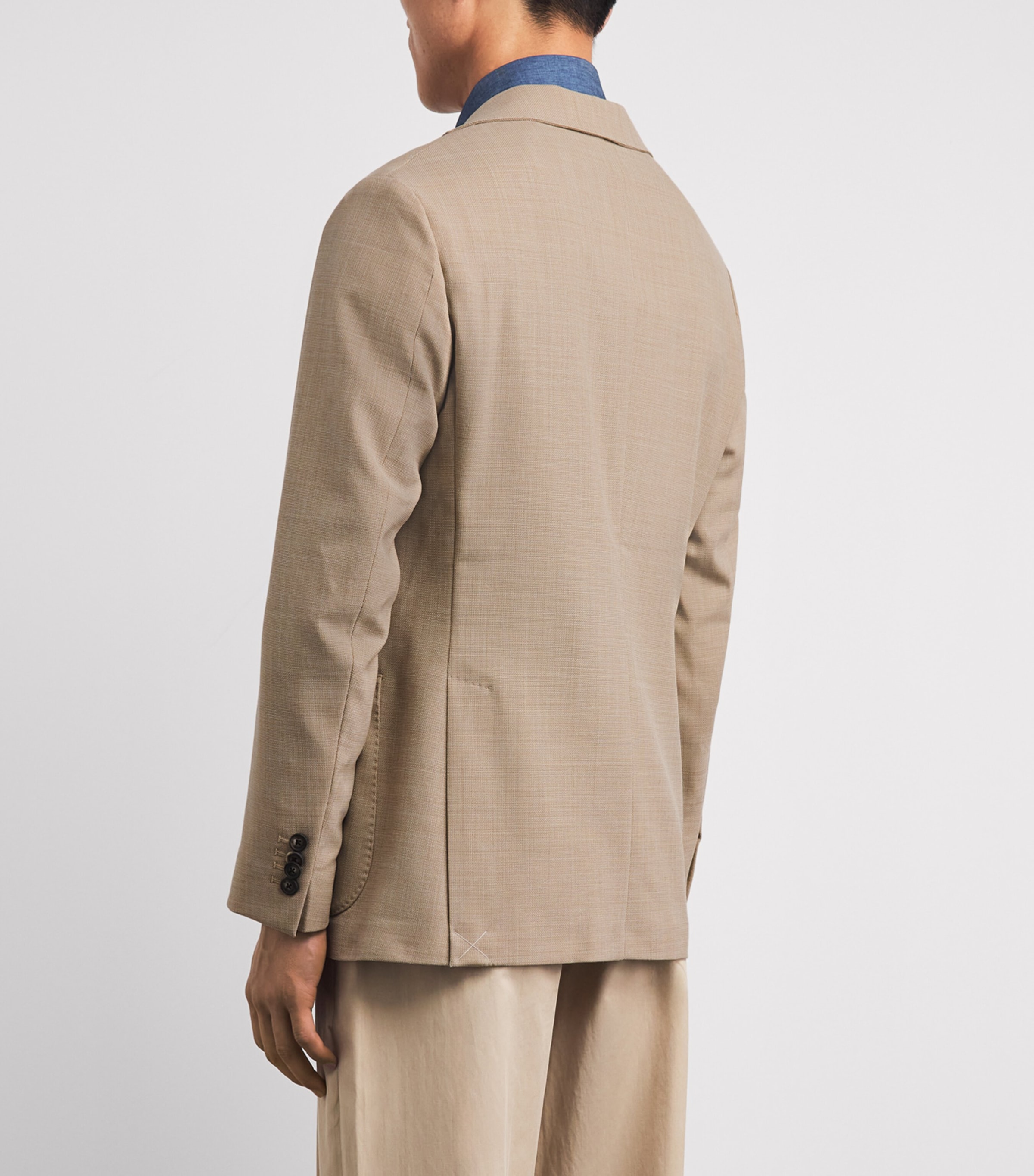 Eton Mens Wool-Blend Tech Blazer Beige Image 5