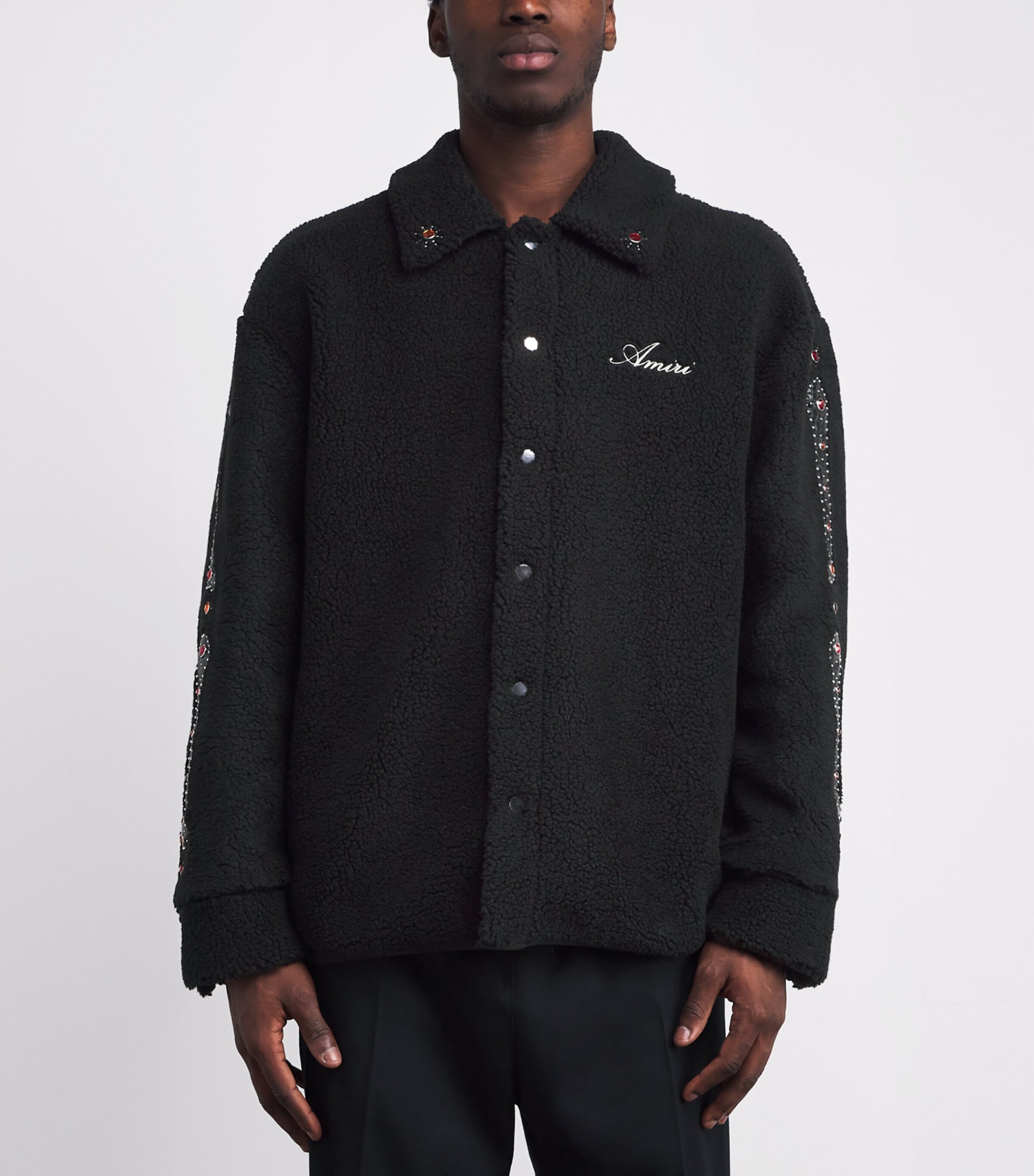 Fleece Studded Bones Overshirt BLACK Image 3