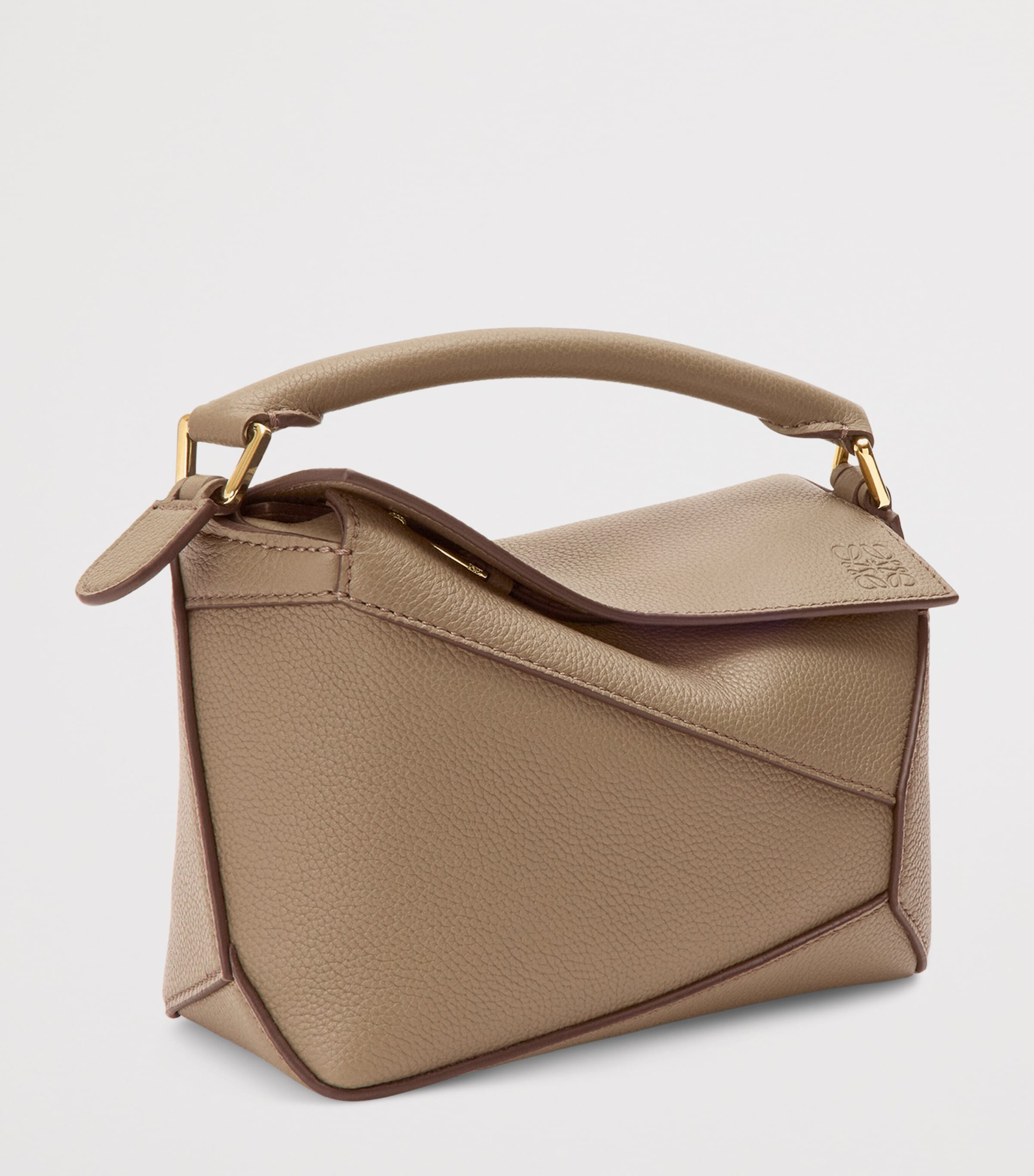 Mini Leather Puzzle Edge Top-Handle Bag TAUPE Image 2
