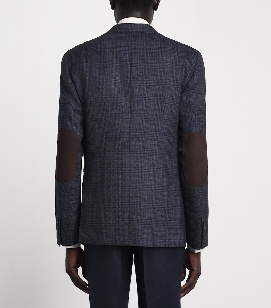 Pal Zileri Mens Wool Check Blazer Blue Image 5