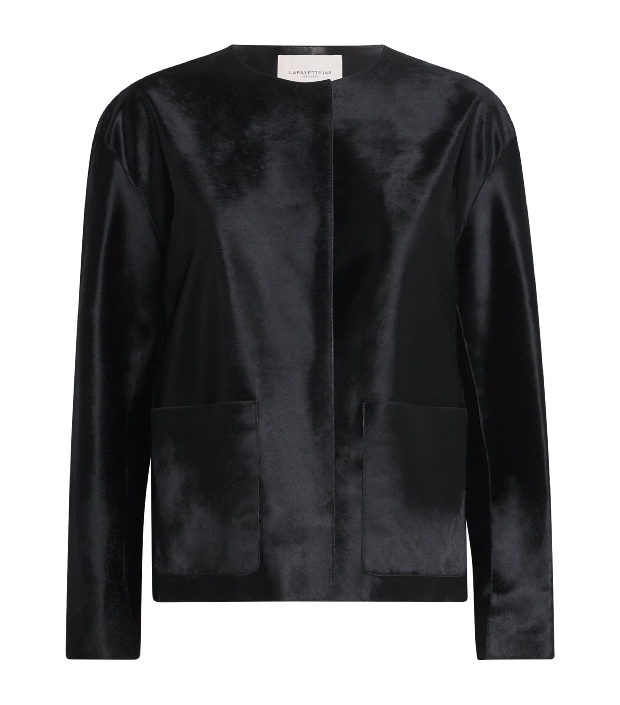 Lafayette 148 Cowhide Leather Jacket In Black