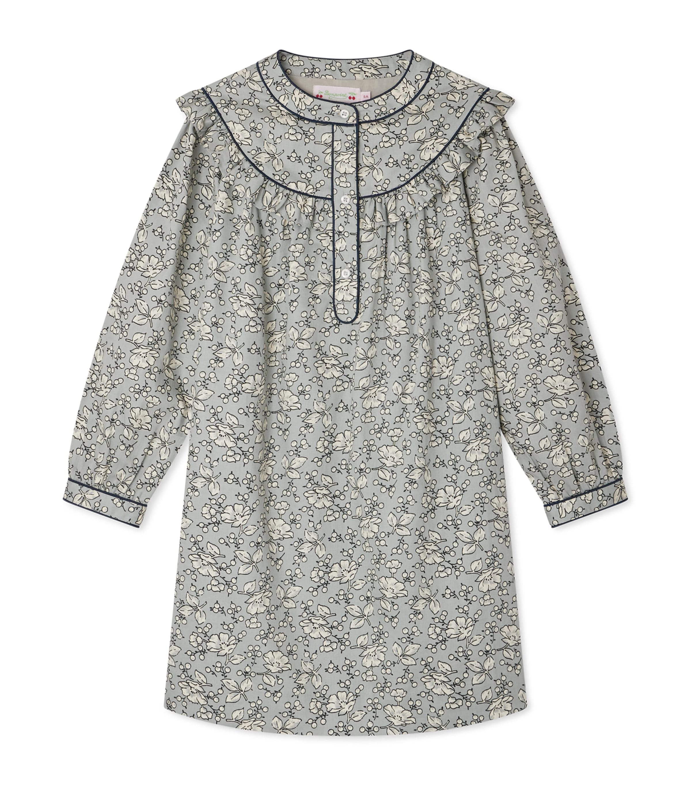 Bonpoint Floral-print Cotton Dress In Gray
