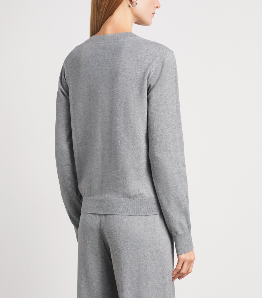 ÉTERNE Womens Cotton-Cashmere Lennox Sweater Grey Image 5