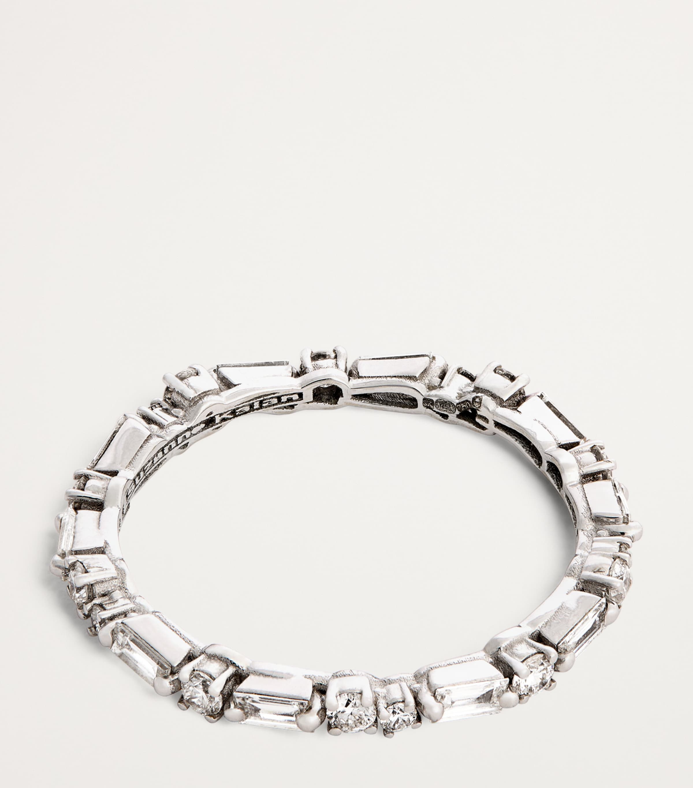 White Gold and Diamond Thin Mix Ring 18K WG/WD Image 4