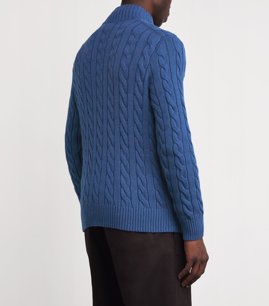 Cable-Knit Quarter-Zip Sweater NAVY HEATHER Image 4