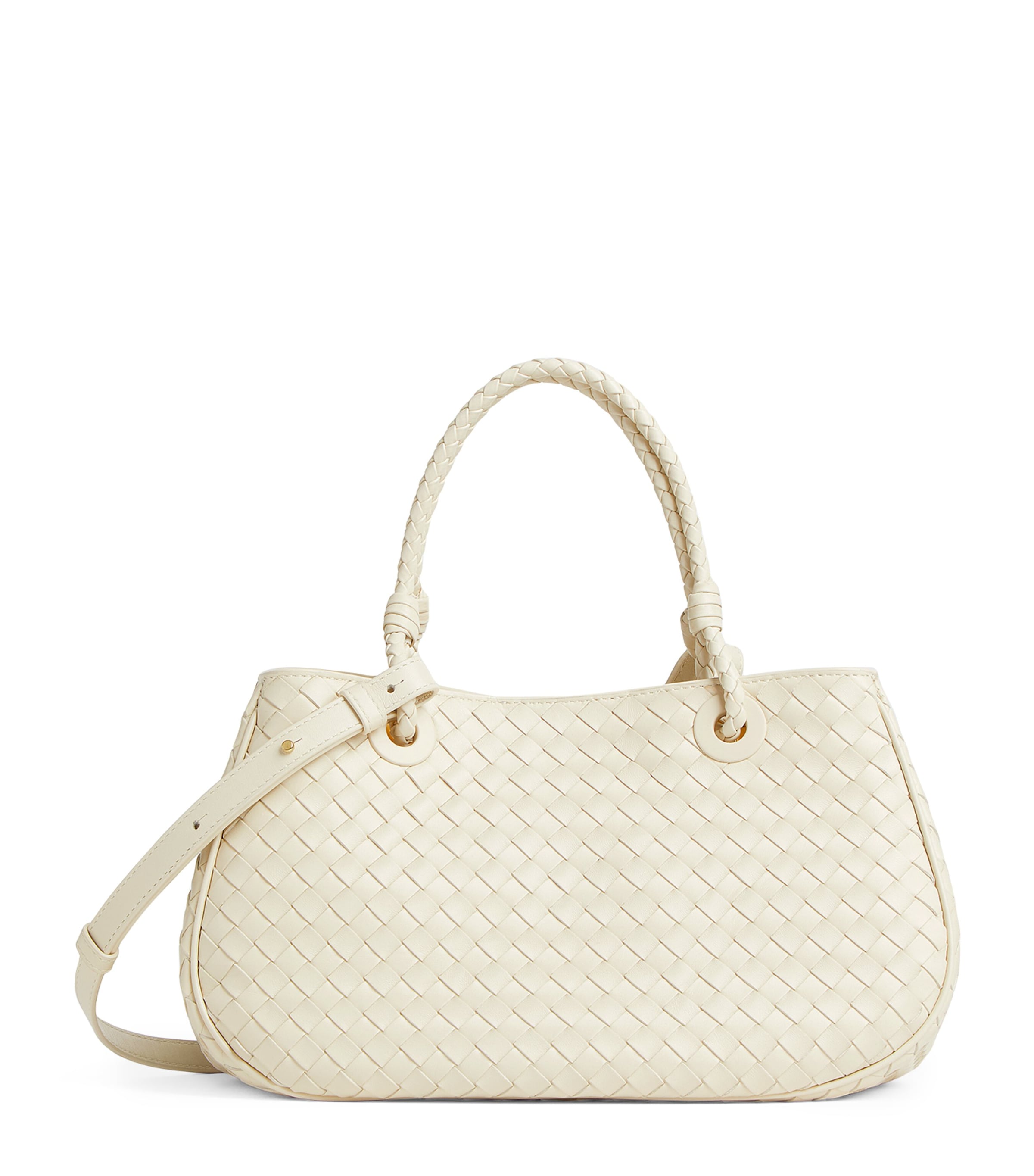 Bottega Veneta Leather Basket Shoulder Bag In White