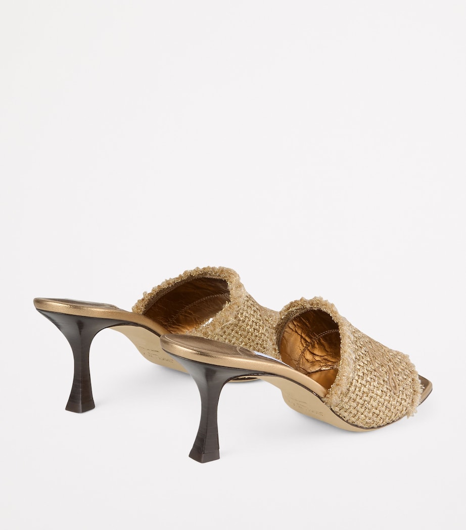 Raffia Alexia Heeled Mules 70 GOLD/DARK CAPPUCCINO Image 3