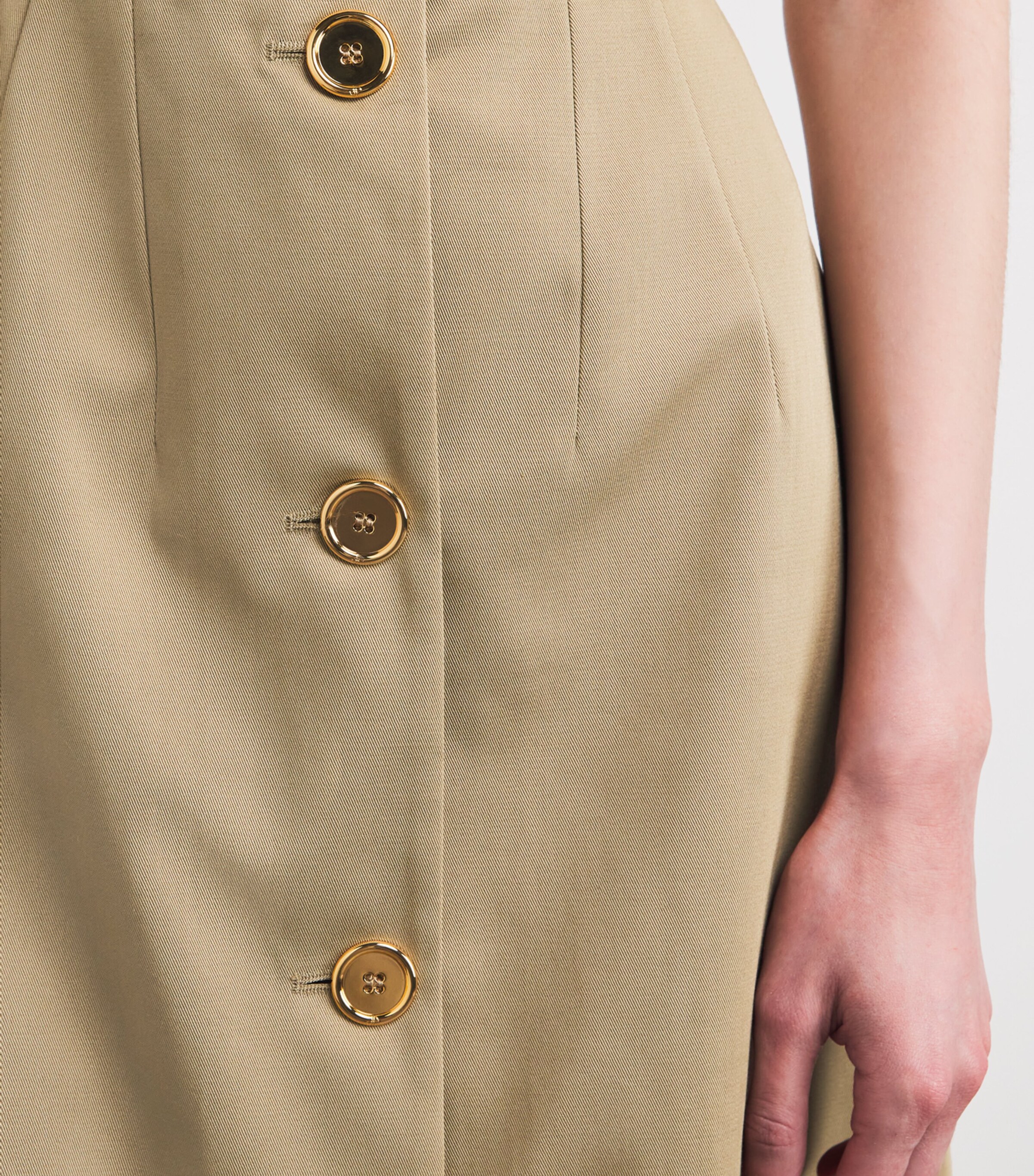 Patou Womens Organic Cotton Midi Skirt Sand Image 6