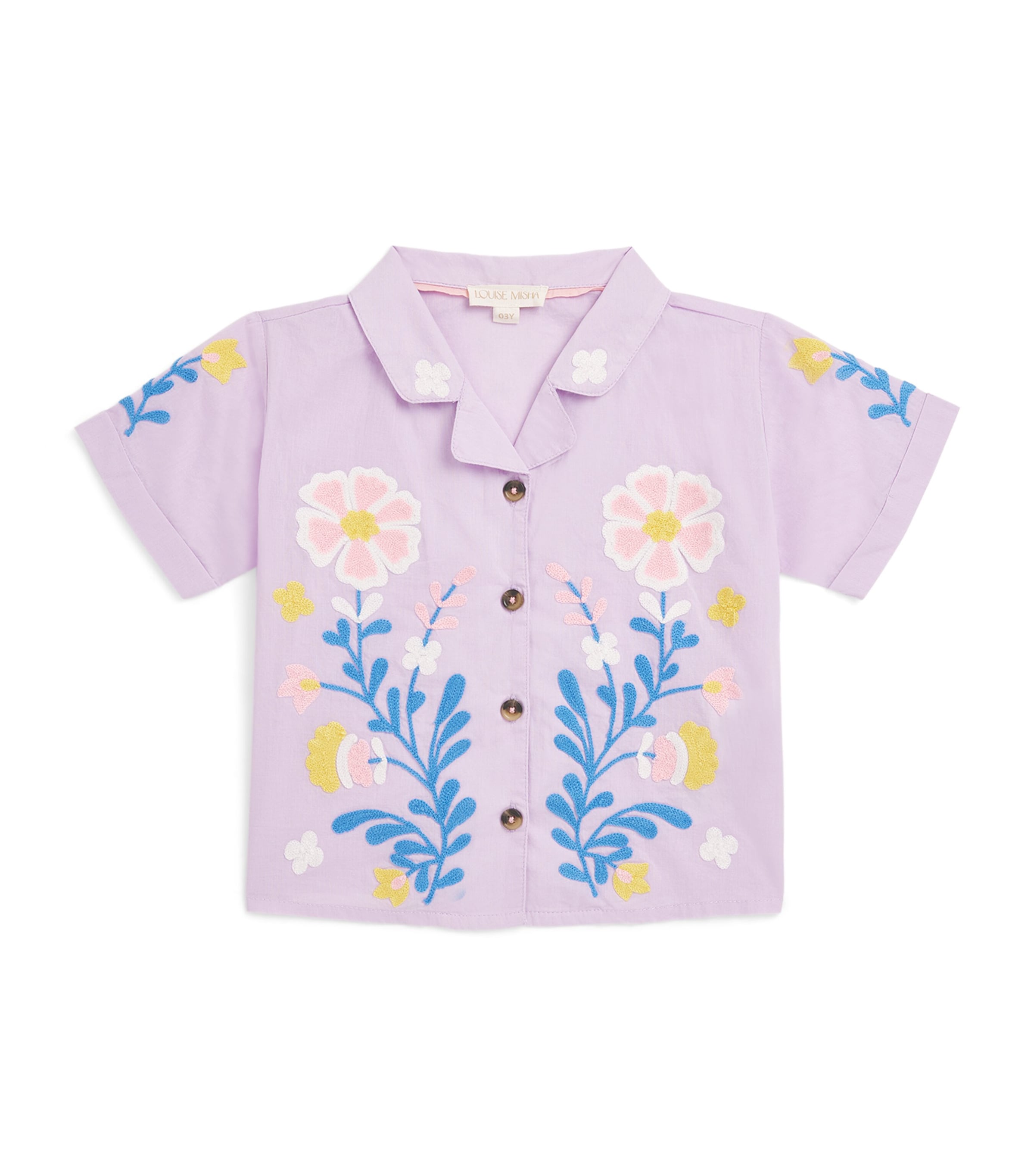 Louise Misha Cotton Embroidered Alova Shirt (3-12+ Years) Parme Image 1