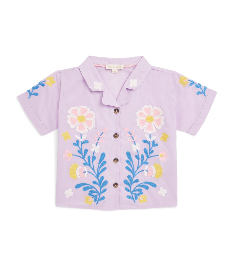 Louise Misha Cotton Embroidered Alova Shirt (3-12+ Years) Parme Image 1