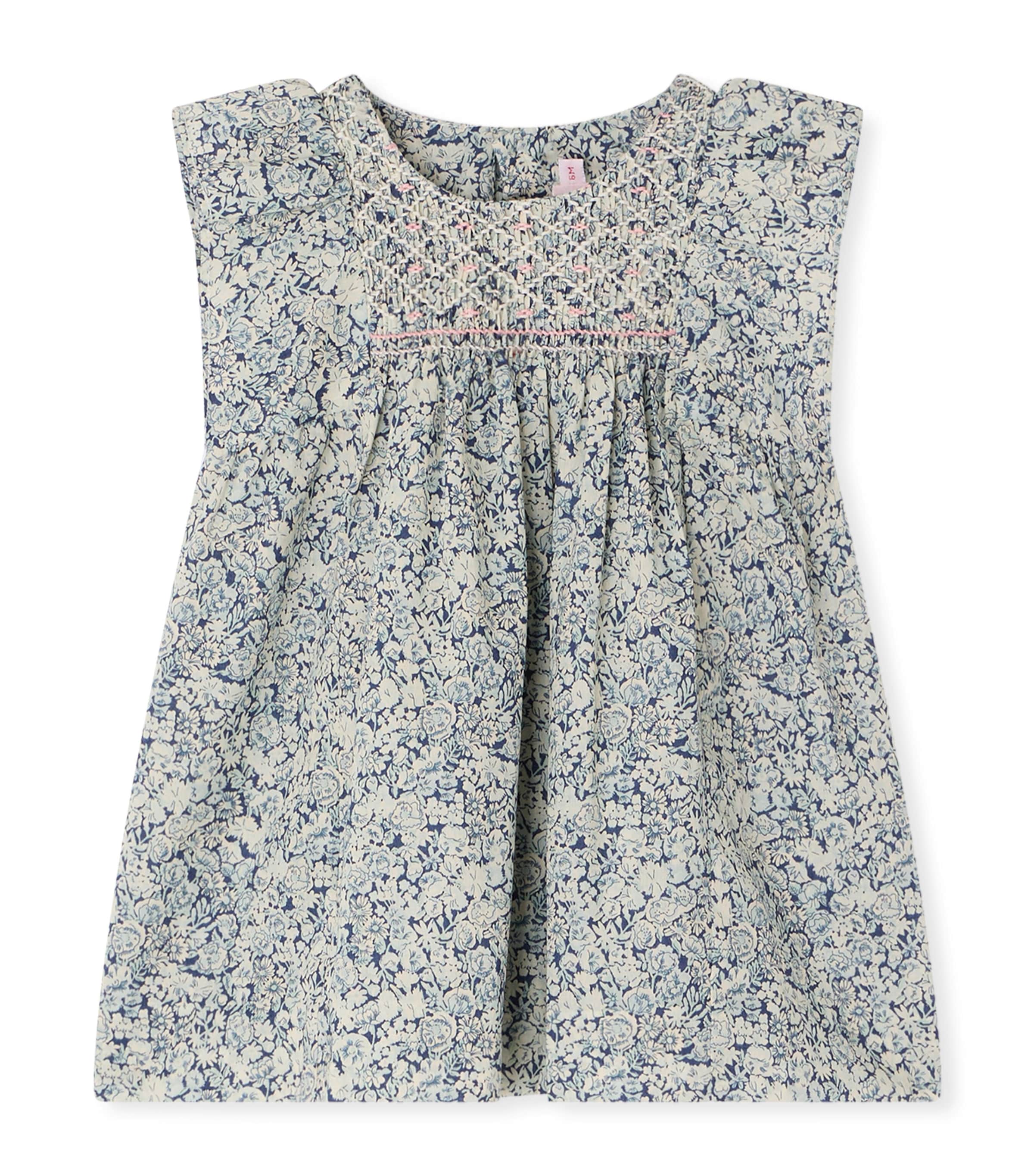 Bonpoint Cotton Floral Print Smocked Dress (6-18 Months) Fl Bleu De Prusse Image 1