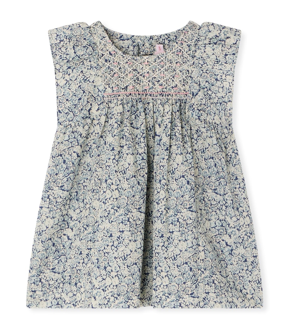 Bonpoint Cotton Floral Print Smocked Dress (6-18 Months) Fl Bleu De Prusse Image 1