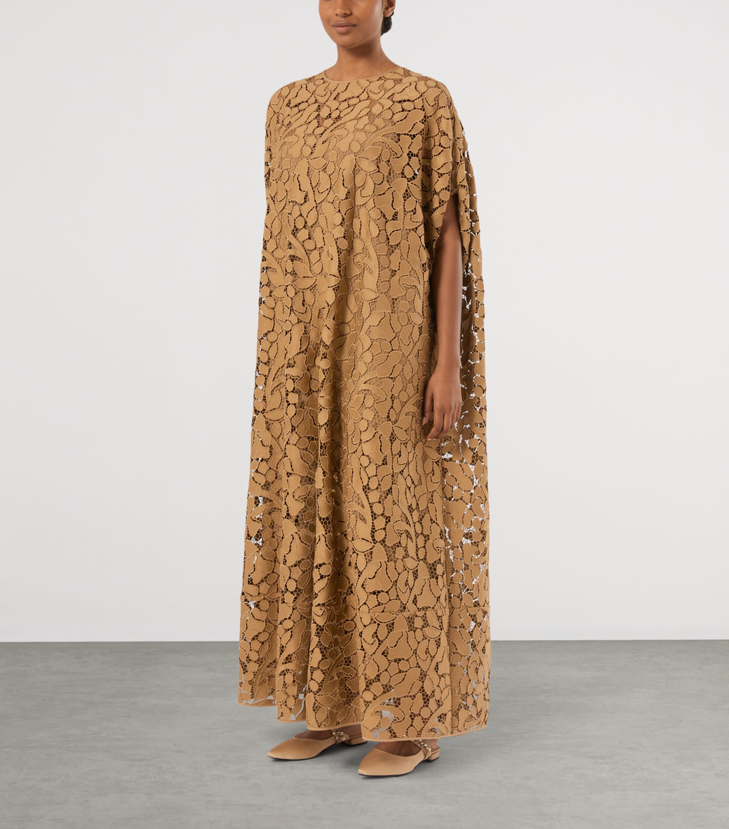 Marina Rinaldi Womens Macramé Lace Maxi Dress Camel Image 2