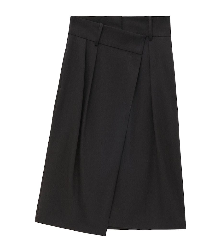 Cotton-Silk Gabardine Wrap Skirt BLACK Image 1