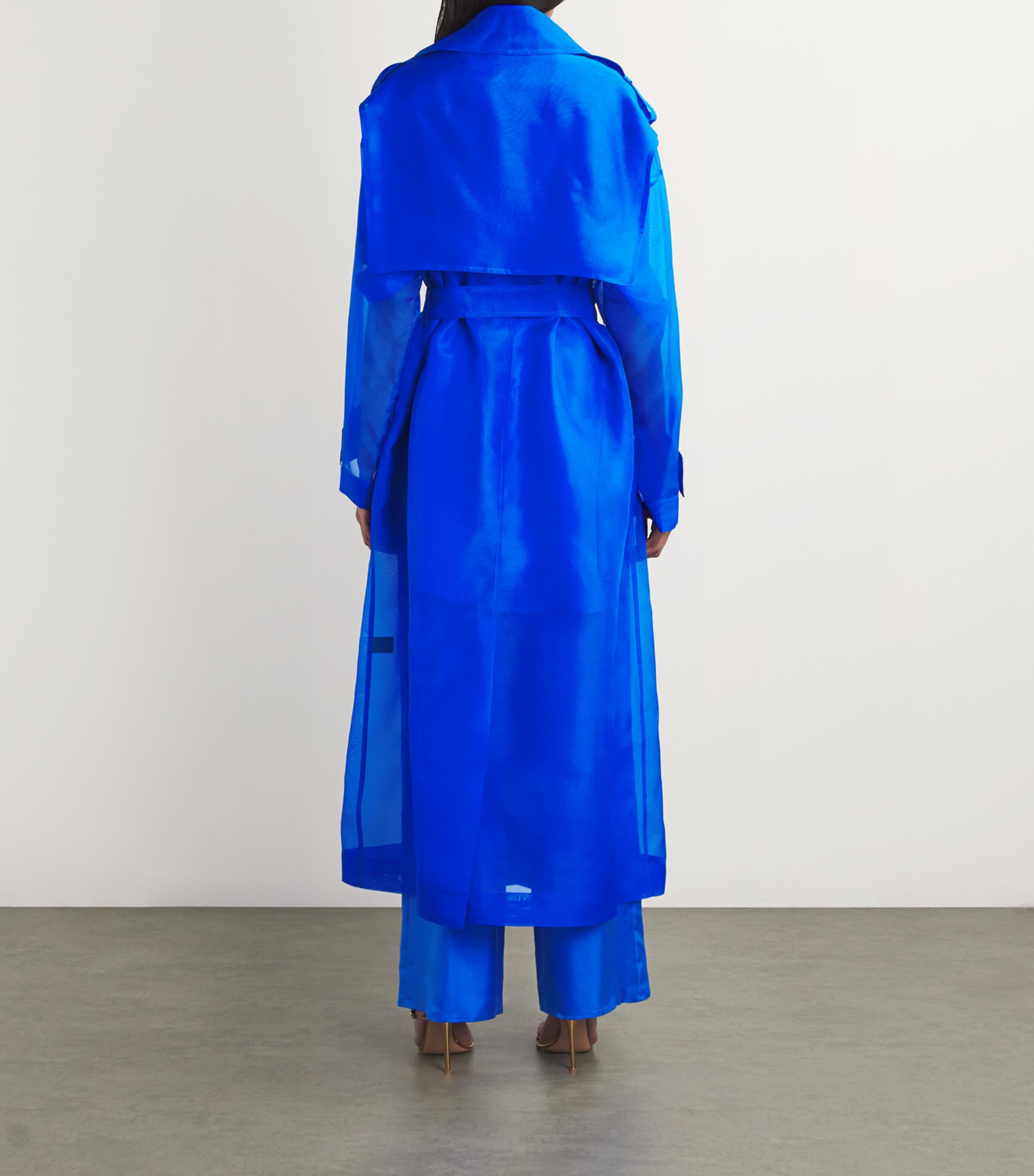 LAPOINTE Womens Silk Organza Trench Coat Electric Blue Image 4