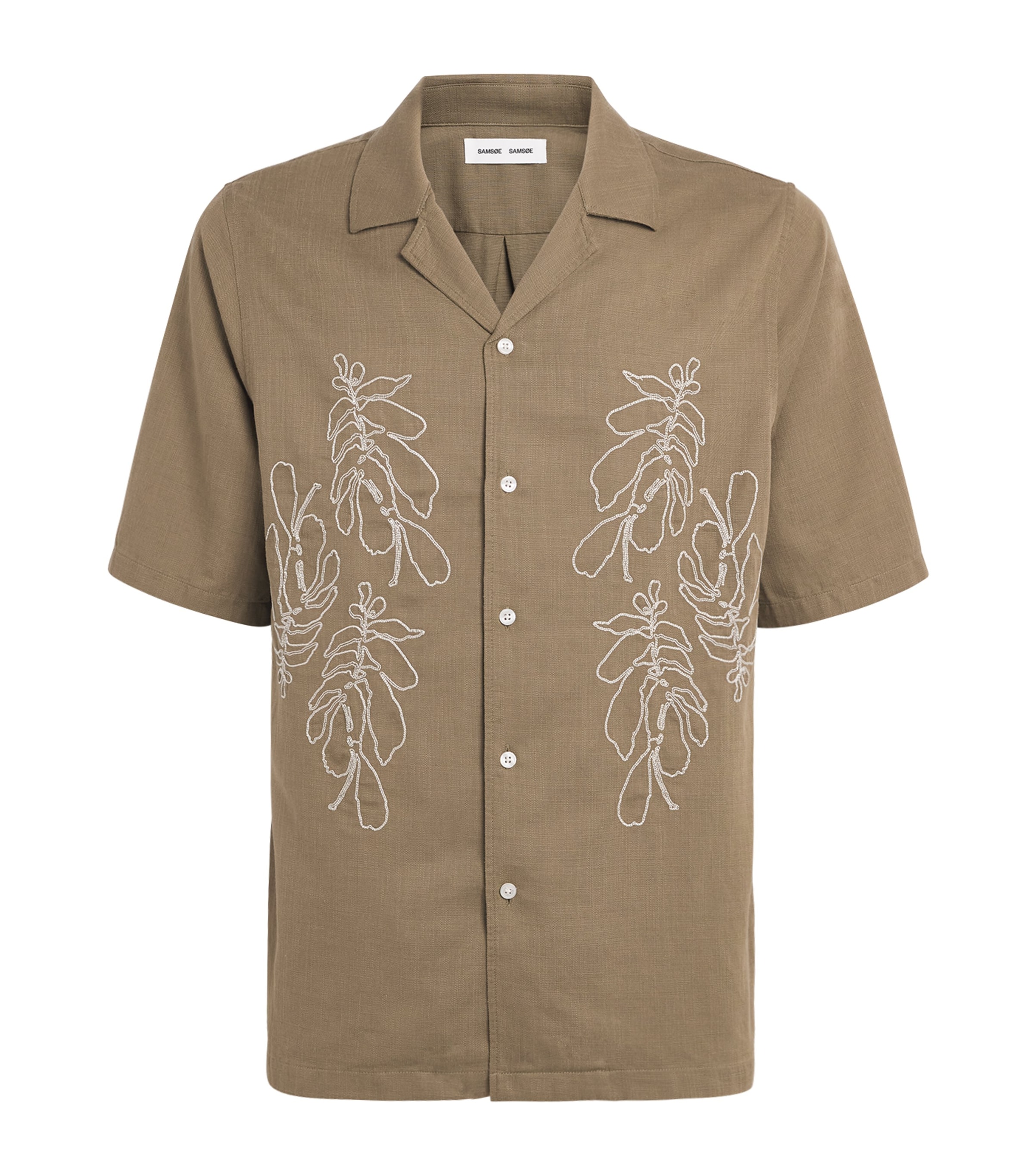 Samsøe Samsøe Mens Embroidered Saoscar Shirt Dusky Green Image 1