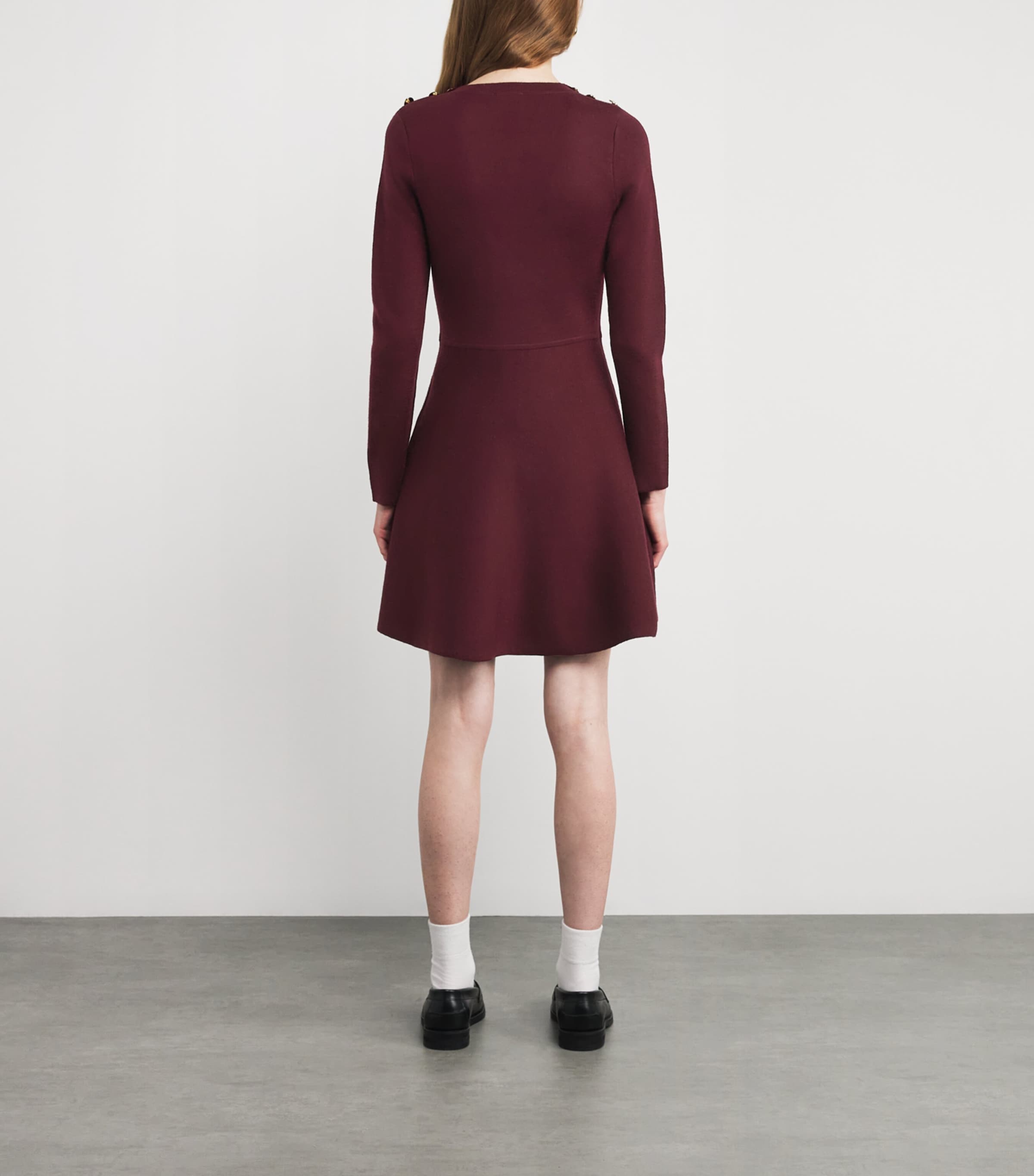 Knitted Mini Dress BURGUNDY Image 3