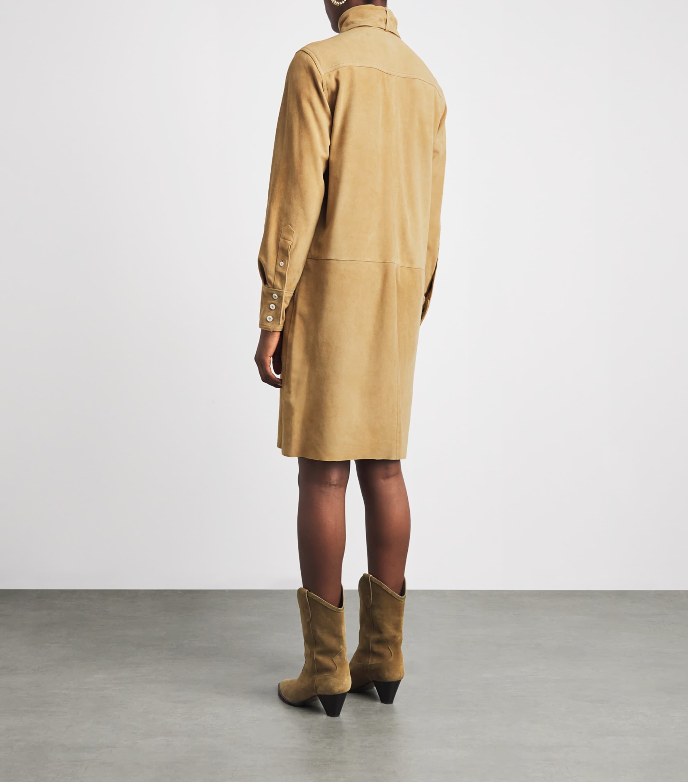 Polo Ralph Lauren Womens Suede Utility Dress Khaki Image 4