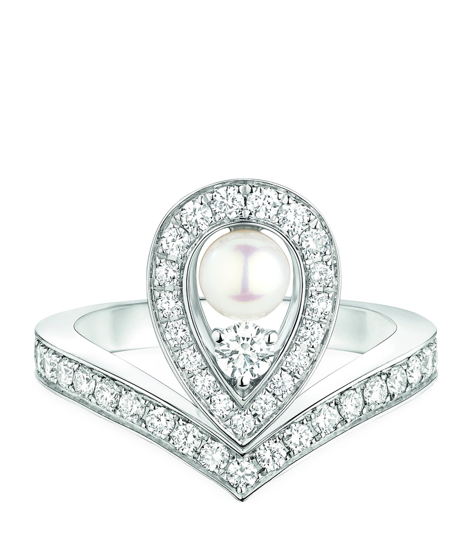 White Gold, Diamond and Pearl Joséphine Aigrette Ring WHITE GOLD Image 1