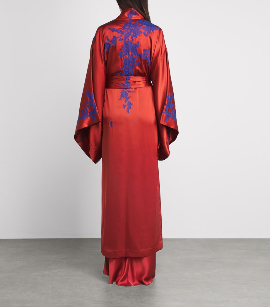 TORLOWEI Womens Silk Tokoni Long Robe Spice/blue Image 4