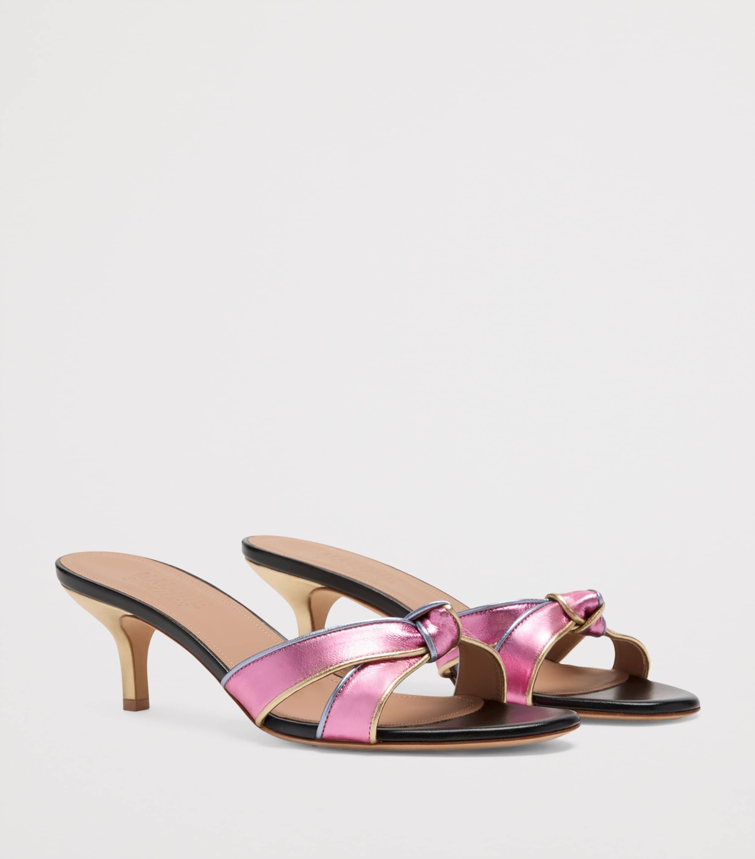 Malone Souliers Metallic Leather Raquel Heeled Mules 45 Camellia Image 3