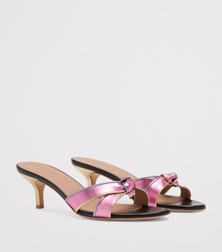 Malone Souliers Metallic Leather Raquel Heeled Mules 45 Camellia Image 3