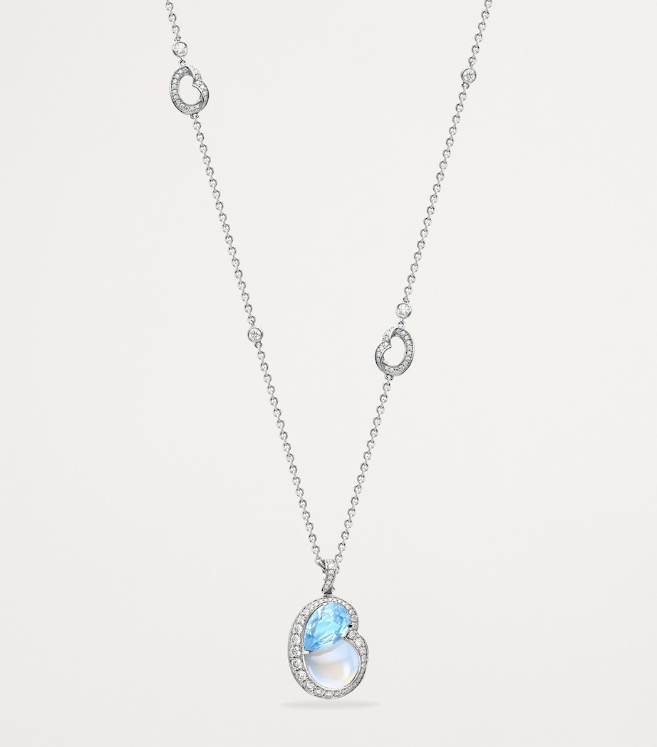 Platinum, Diamond, Aquamarine and Moonstone Motherhood Necklace PLATINUM Image 3