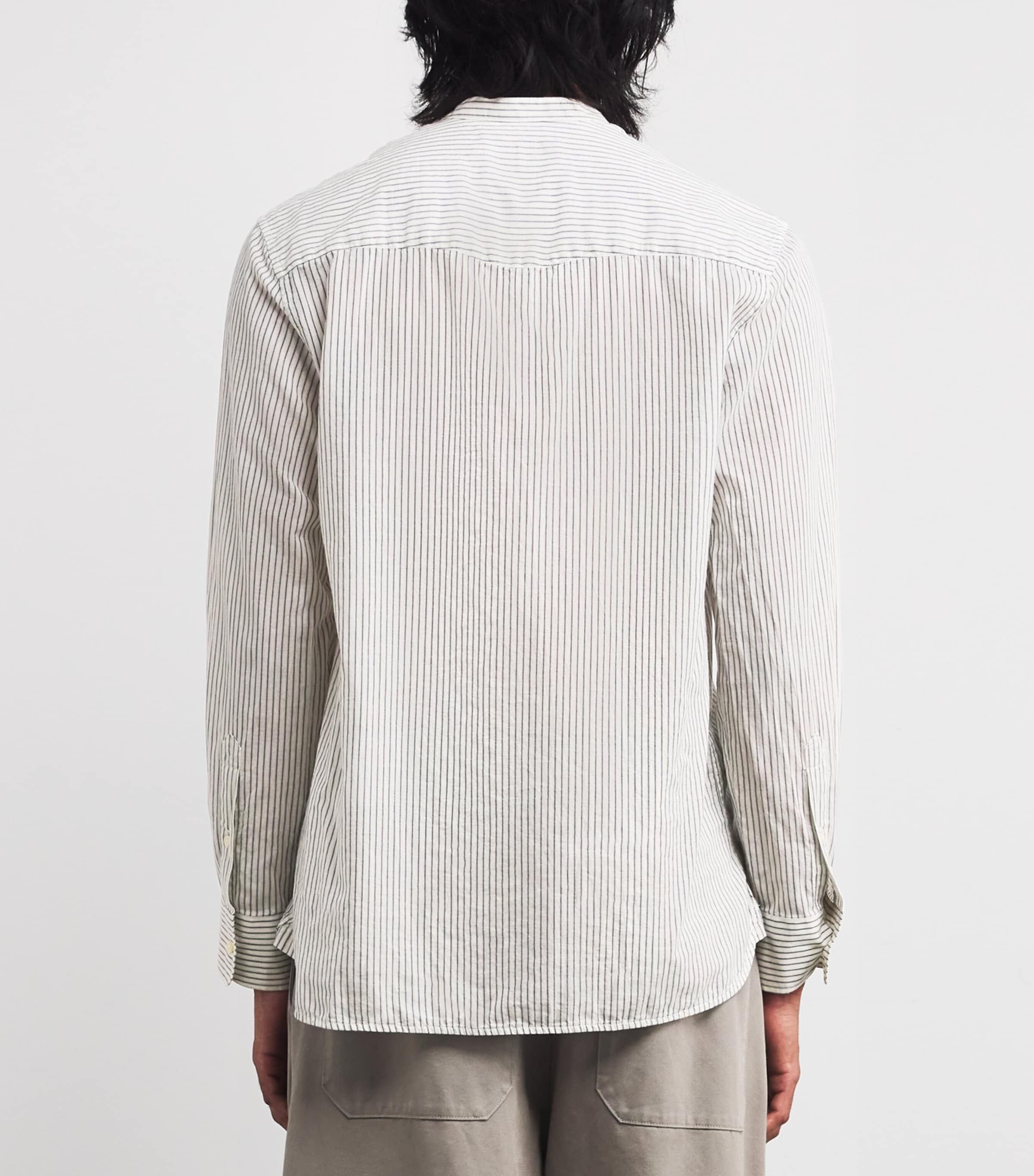 Cotton Stripe Shirt WHITE/GREY Image 4