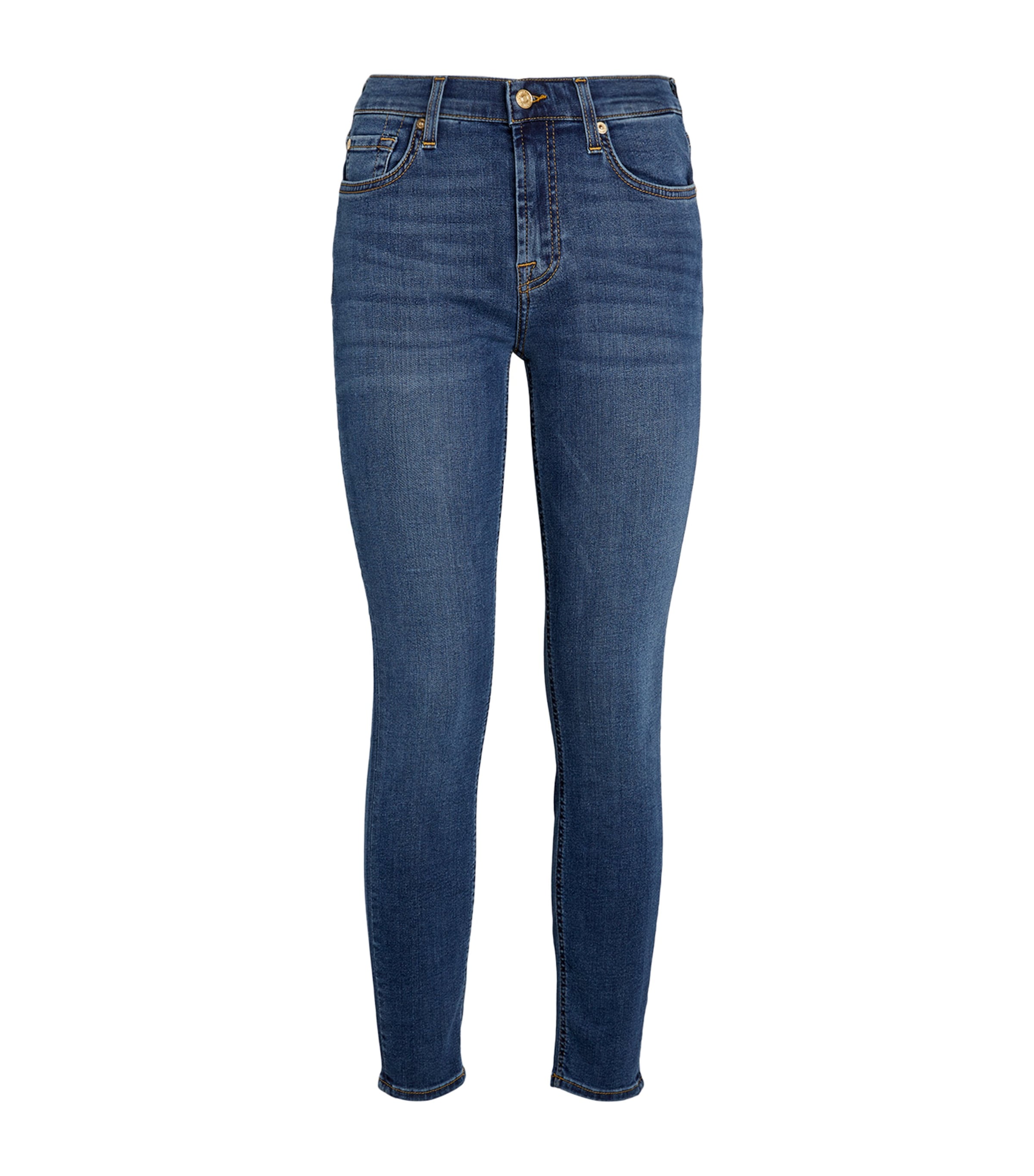 Shop 7 For All Mankind Bair High-rise Ankle Skinny Jeans In Blue