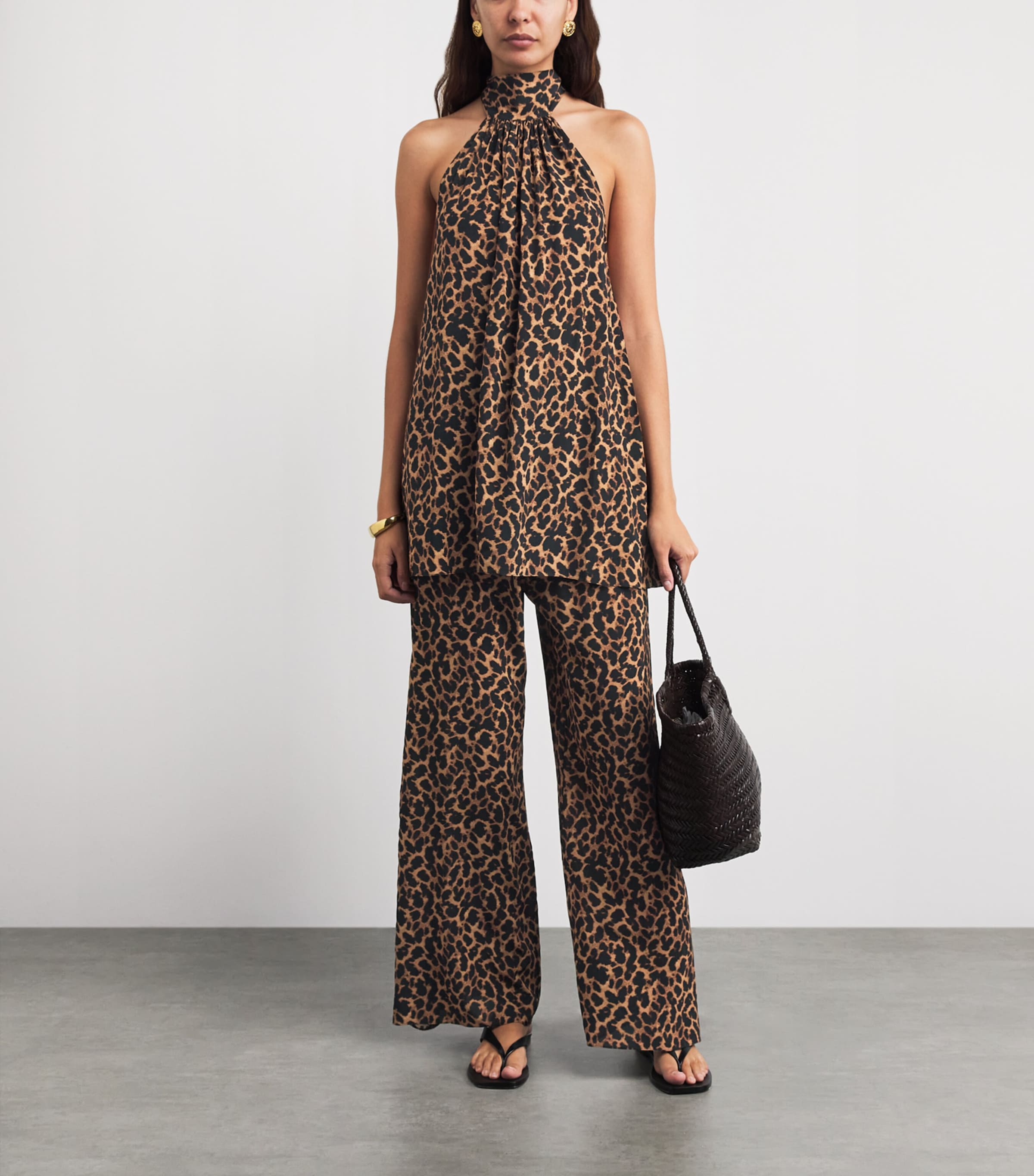 AWAY THAT DAY Womens St Barts Wide-Leg Trousers Leopard Print Image 2