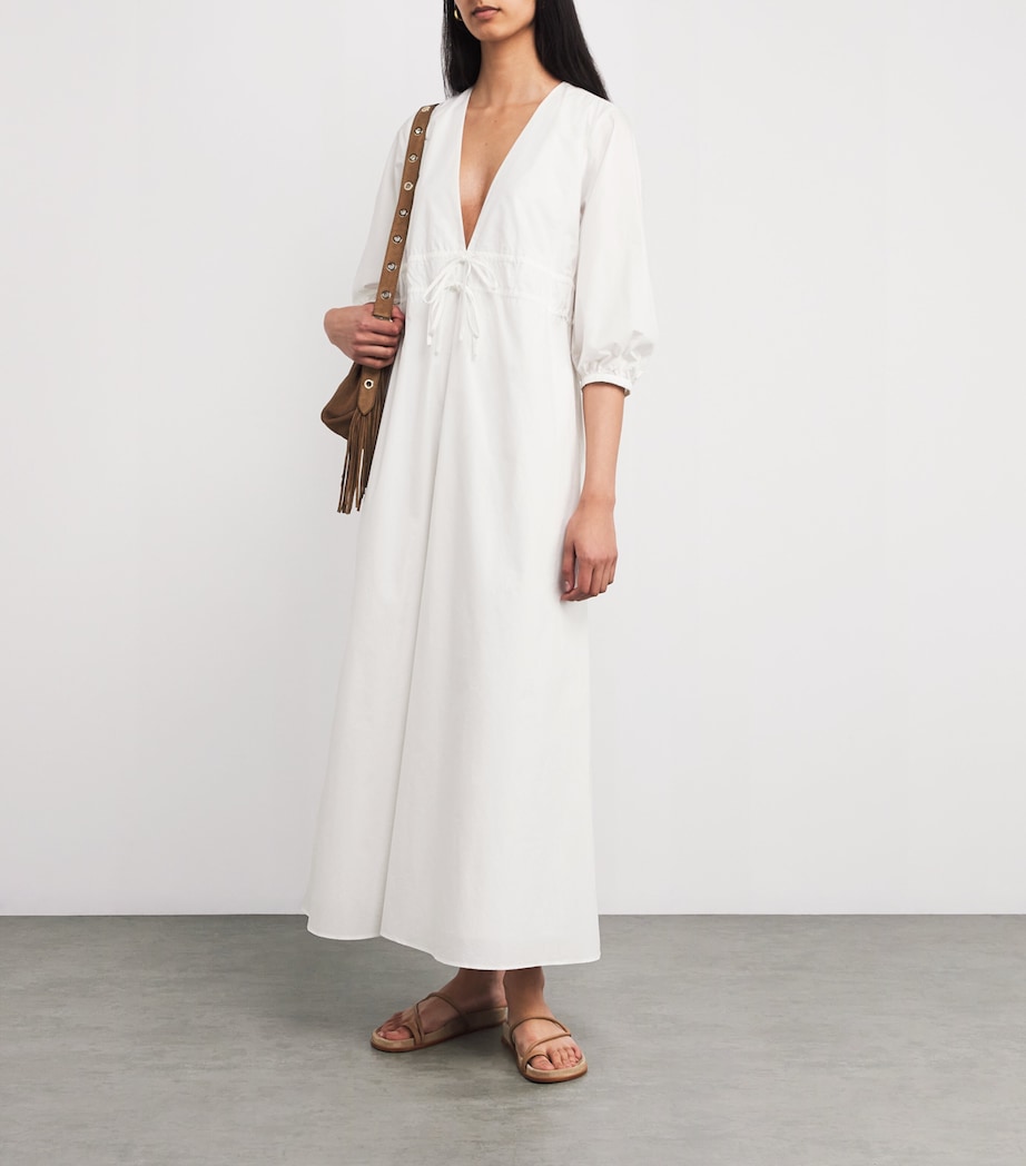 Organic Cotton The Cinched Midi Dress WHITE Image 2